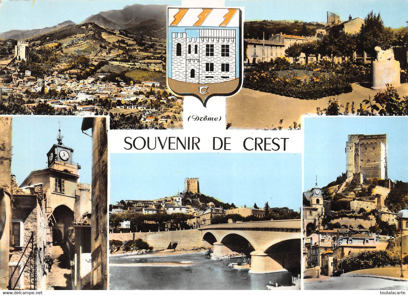 CPSM 26 SOUVENIR DE CREST MULTI VUES   Grand Format  15 X 10,5 Cm - Crest