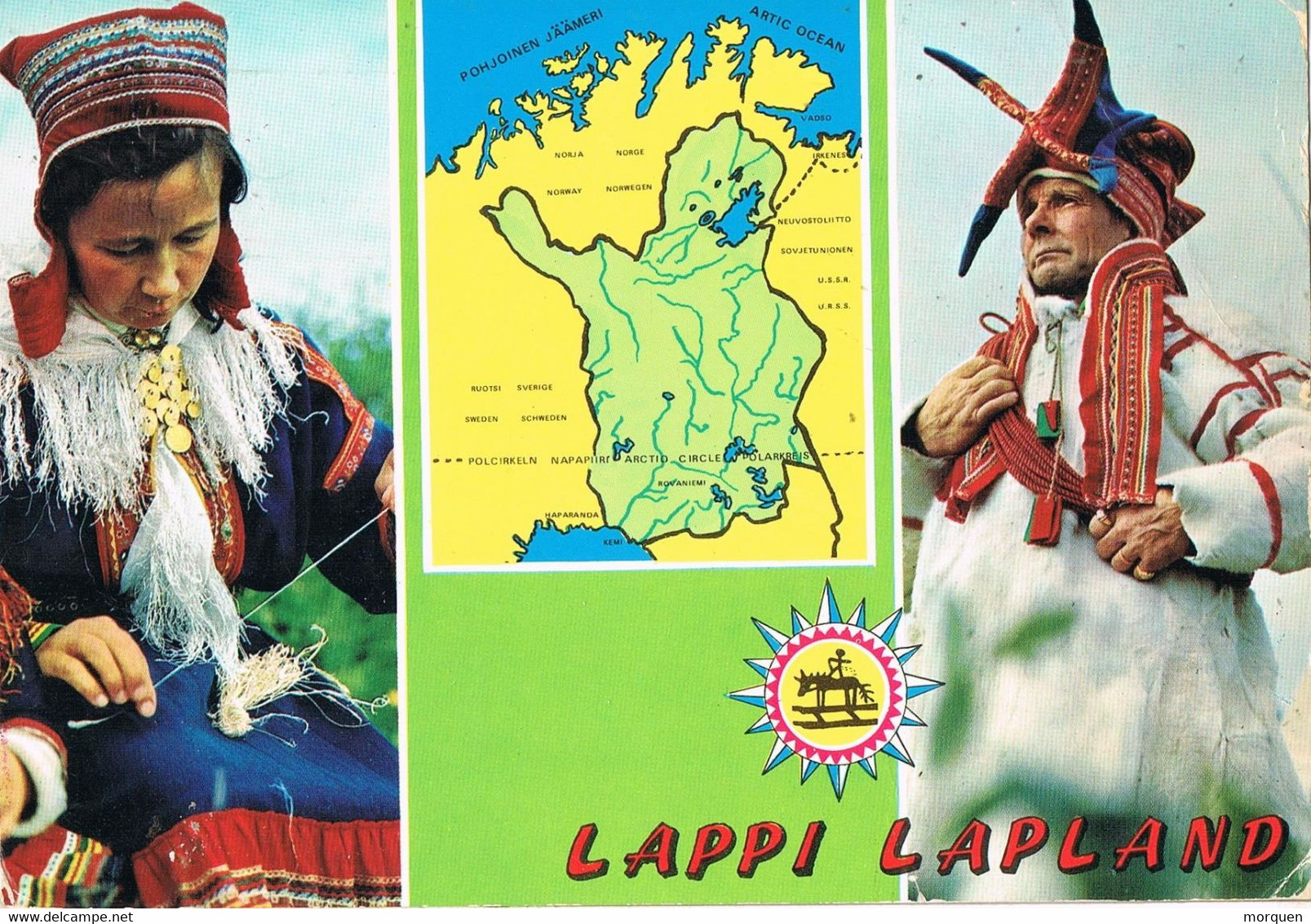 48007. Postal ROVANIEMI (Finland) Soumi 1972. Vista LAPPI LAPLAND, Trajes Tipicos Laponia - Storia Postale