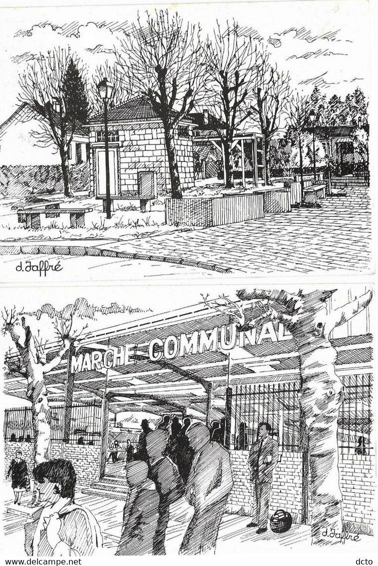 2cpm Les CLAYES-sous-BOIS (78) Marché Couvert & Place Du Val Joyeux Dessin De Jaffré - Les Clayes Sous Bois