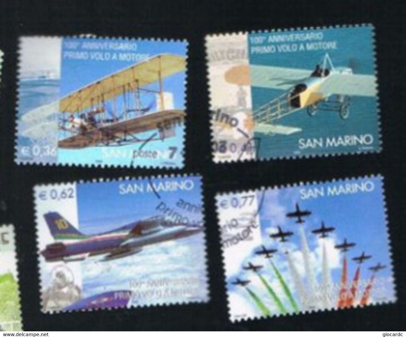 SAN MARINO - UN 1934.1937   -  2003 CENTENARIO PRIMO AEREO A MOTORE  (COMPLET SET OF 4)    - USED° - Gebraucht