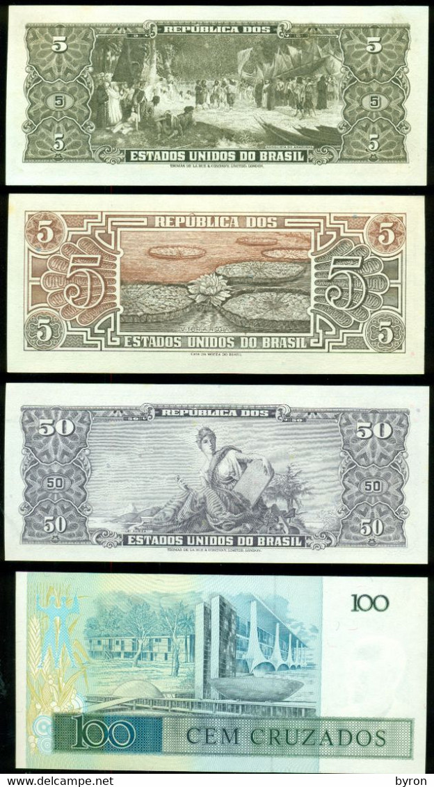 BRAZIL. 4 OLD DIFFERENT BANKNOTES, MONNAIES. UNCIRCULATED CURRENCY. IN EXCELLENT CONDITION. - Otros – América