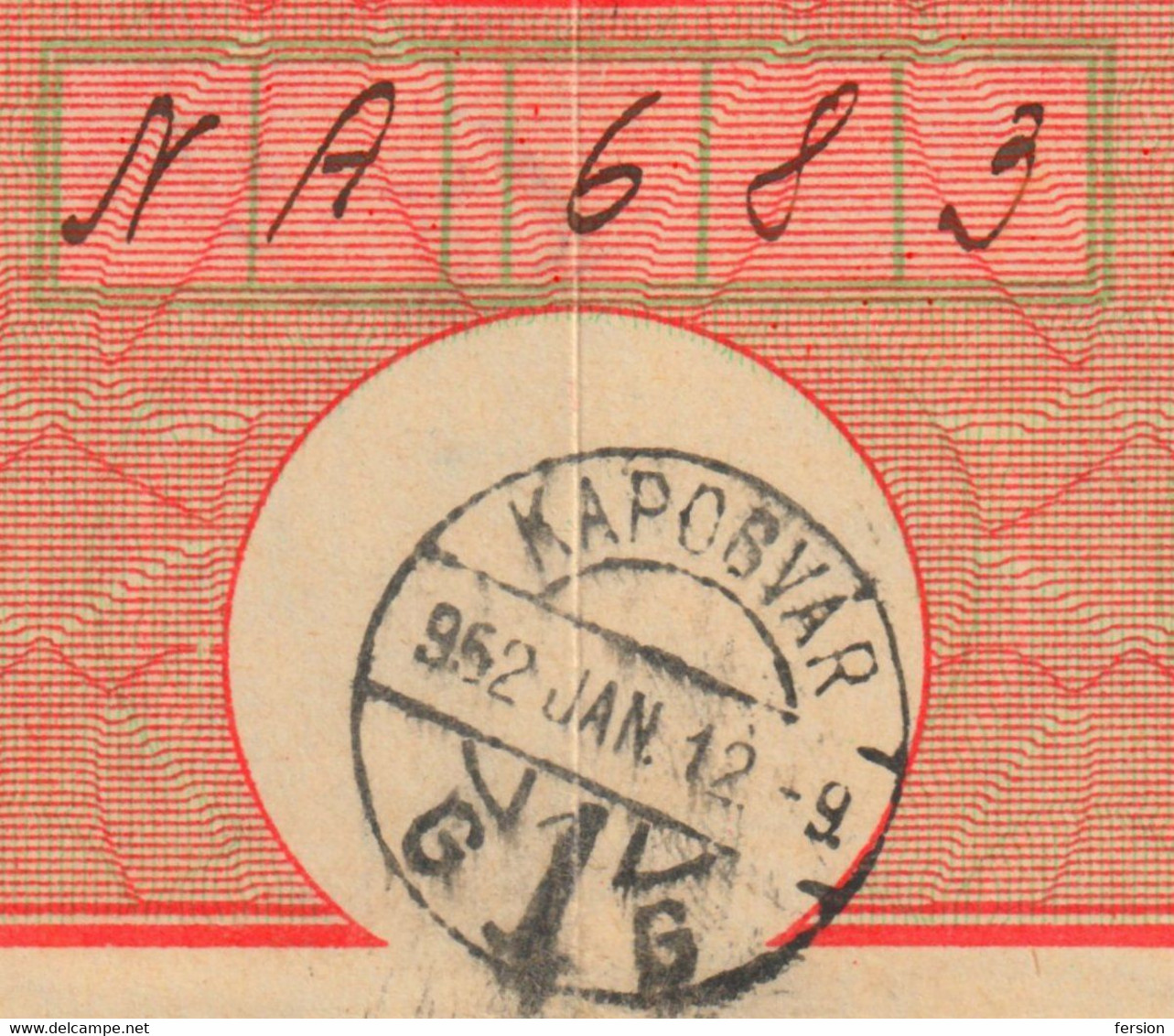 CAR VEHICLE AUTOMOBILE Fiscal Revenue Tax 1950 Hungary LABEL VIGNETTE 30 Ft 1952 KAPOSVÁR Postmark ​​​​​​​MBIK CAT. NO 5 - Steuermarken