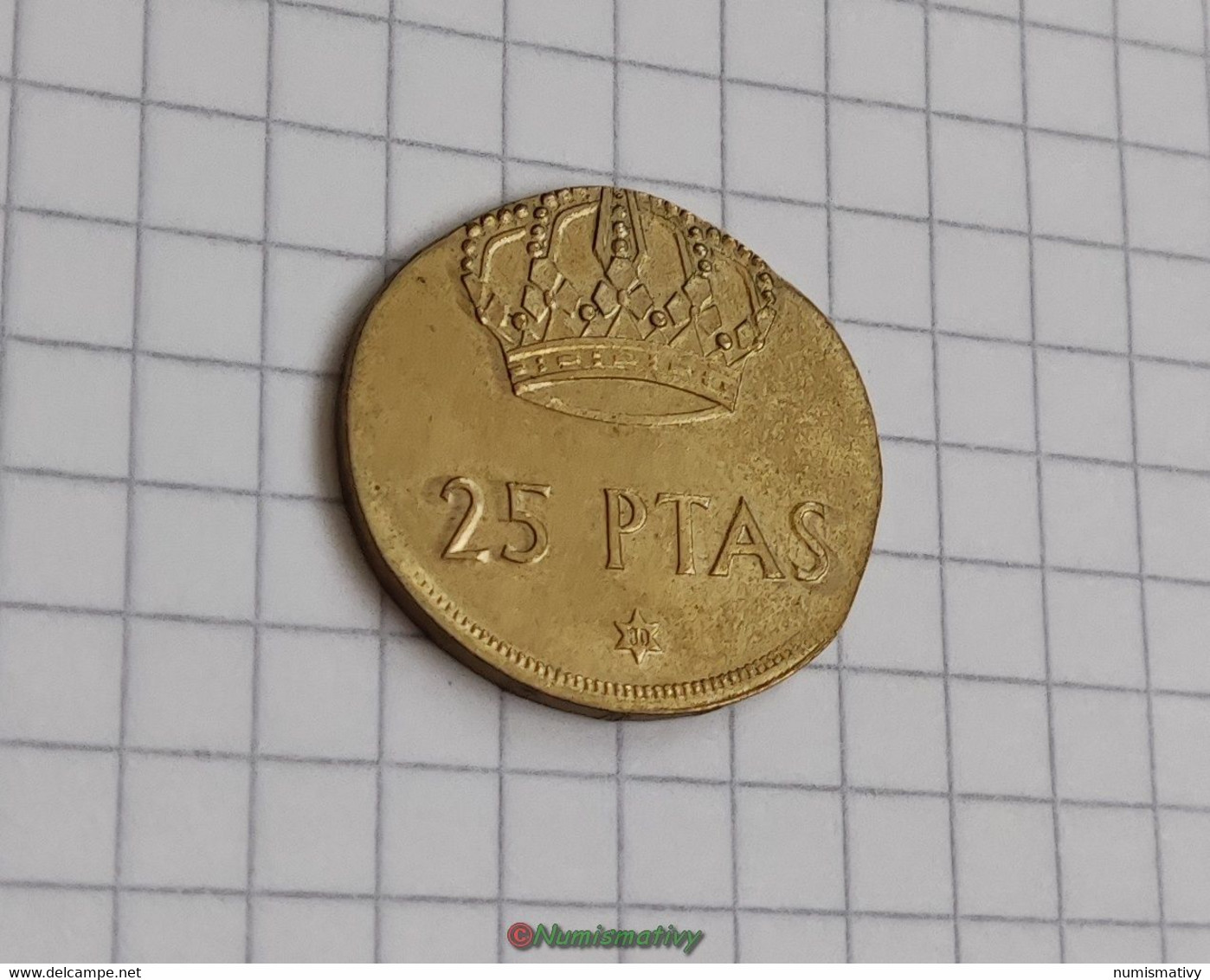 Fauté Erreur De Flan 25 Pesetas Espagne Sur Flan De 1 Peseta Error PTAS Defecto ACUÑACION Cospel -  Essays & New Minting