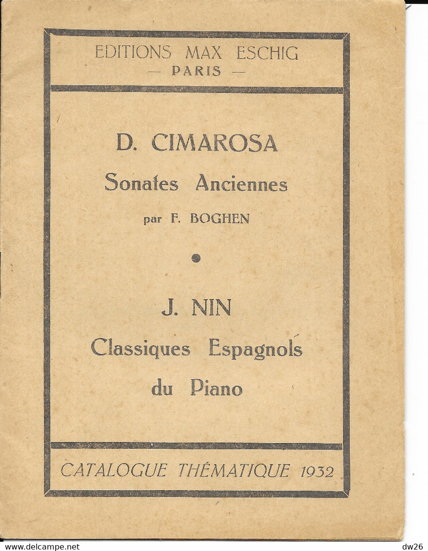 Partition D. Cimarosa: Sonates Anciennes Par F. Boghei - Edition Max Eschig (catalogue Thématique 1932) - Scores & Partitions