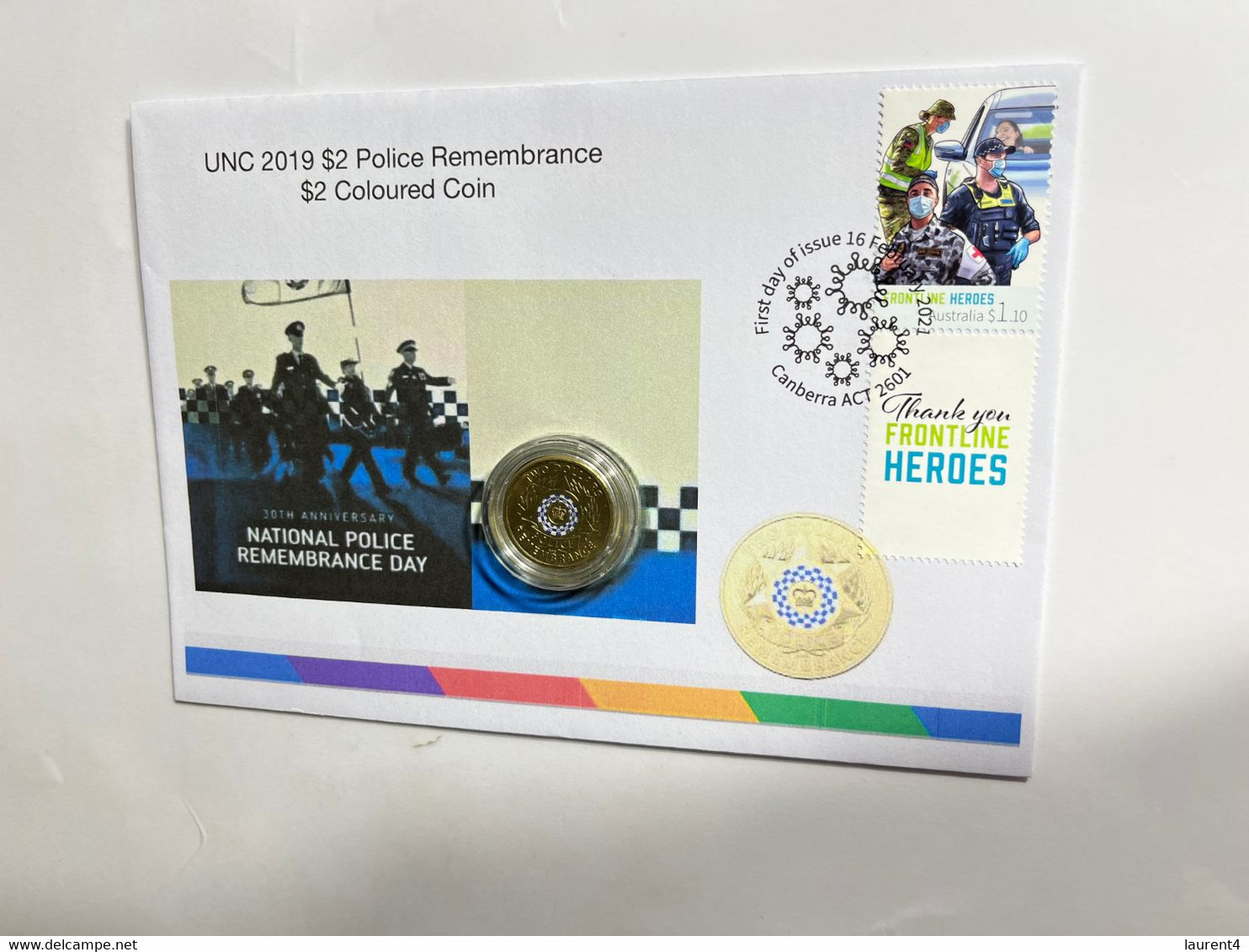 (4 M 27) 2019 Australian National Police Remembrance Coin On Cover With COVID19 Police & Army Stamp - 2 Dollars