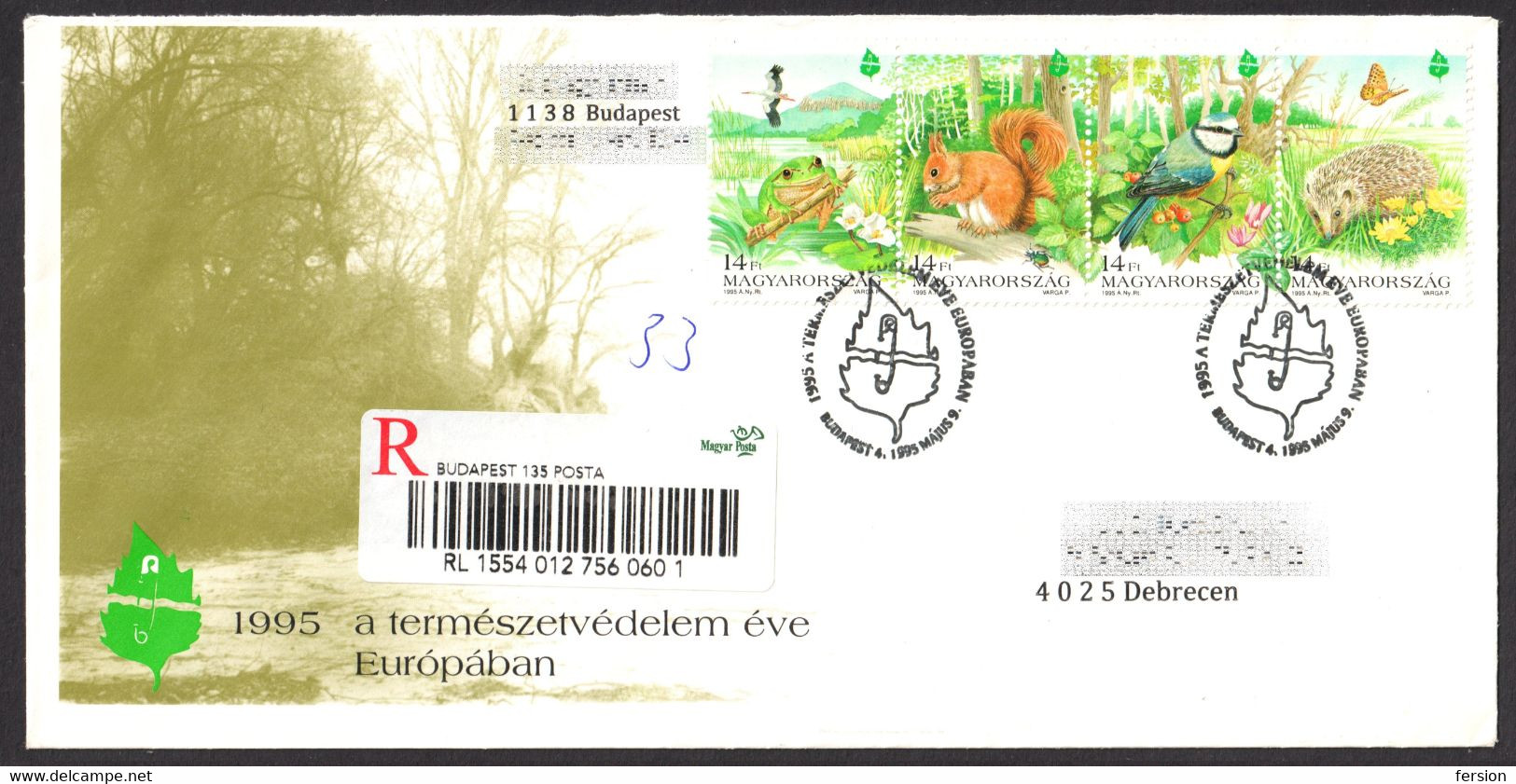 Squirrel Frog Stork Hedgehog Tit Butterfly 1995 Hungary REGISTERED München Mexico Olympics 1972 RED CROSS Braille 2009 - Lettres & Documents