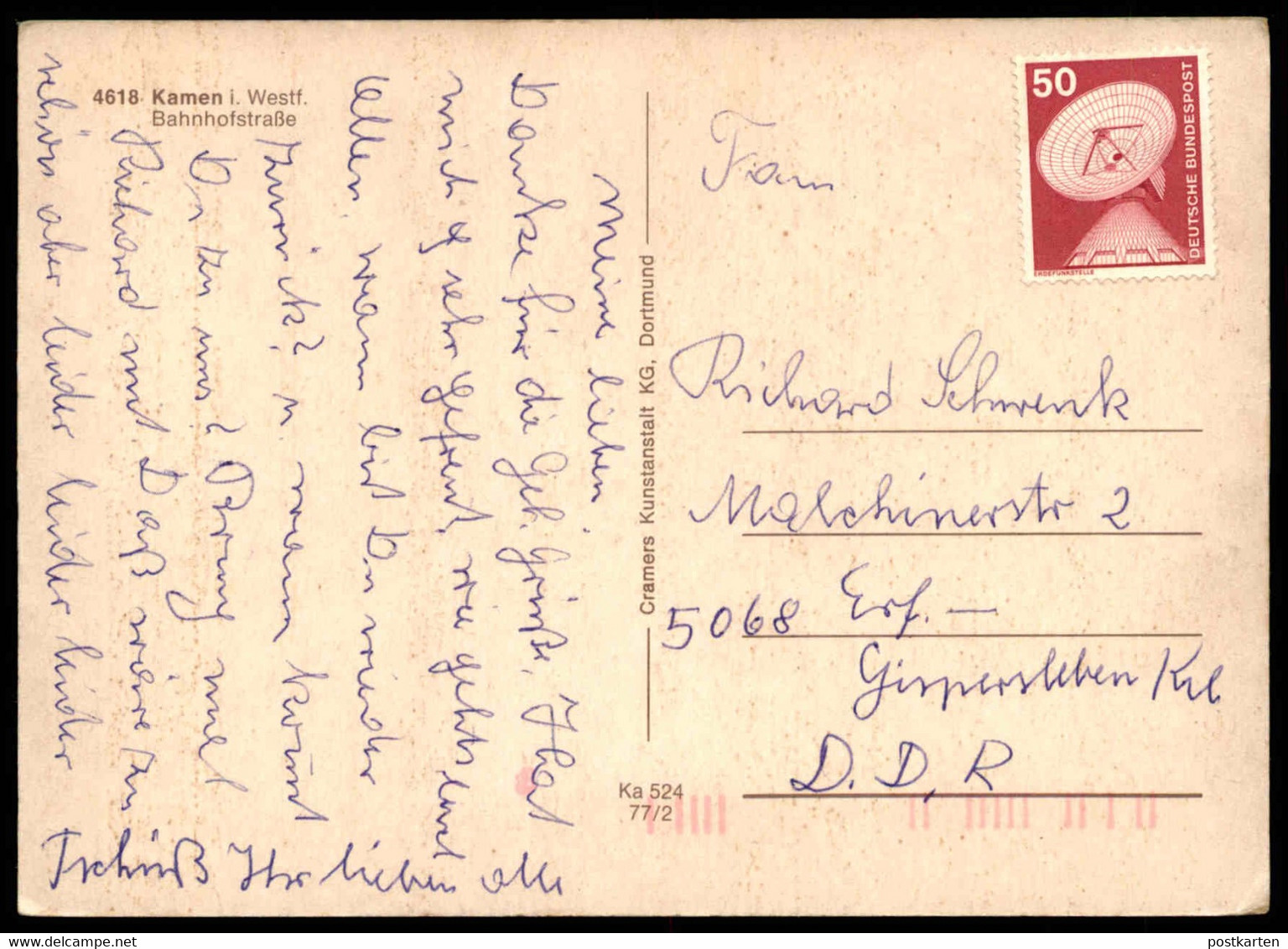 ÄLTERE POSTKARTE KAMEN IN WESTFALEN BAHNHOFSTRASSE Auto Car Ansichtskarte Cpa Postcard AK - Kamen