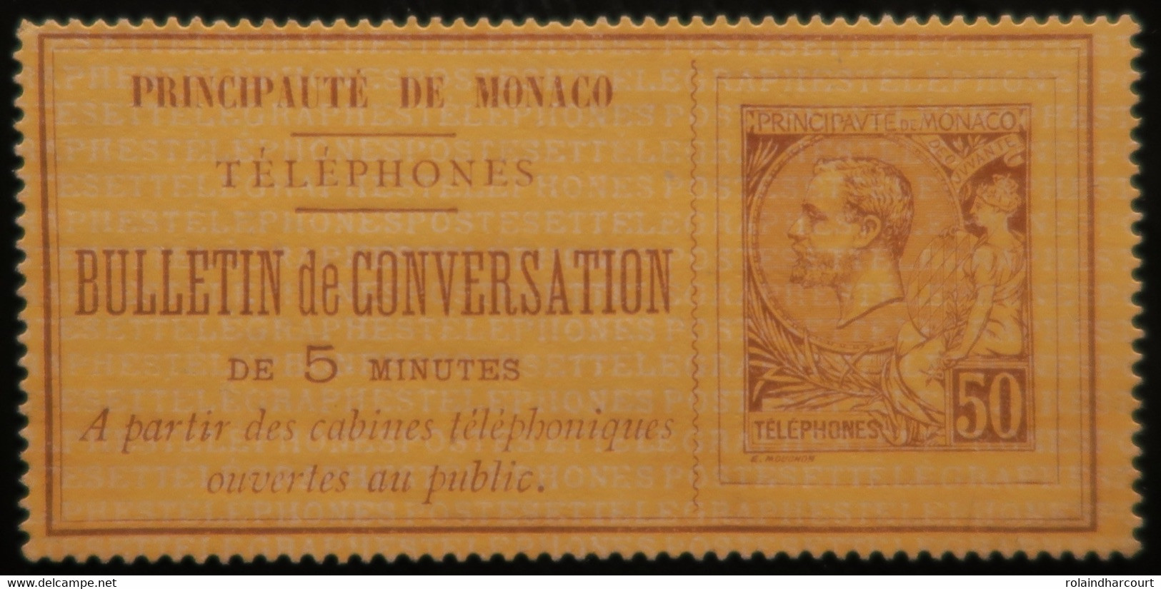 LP3844/891 - 1886 - MONACO - TELEPHONE -  N°1 NEUF(*) Toujours Sans Gomme (RARE +++) - Cote (2020) : 575,00 € - Téléphone