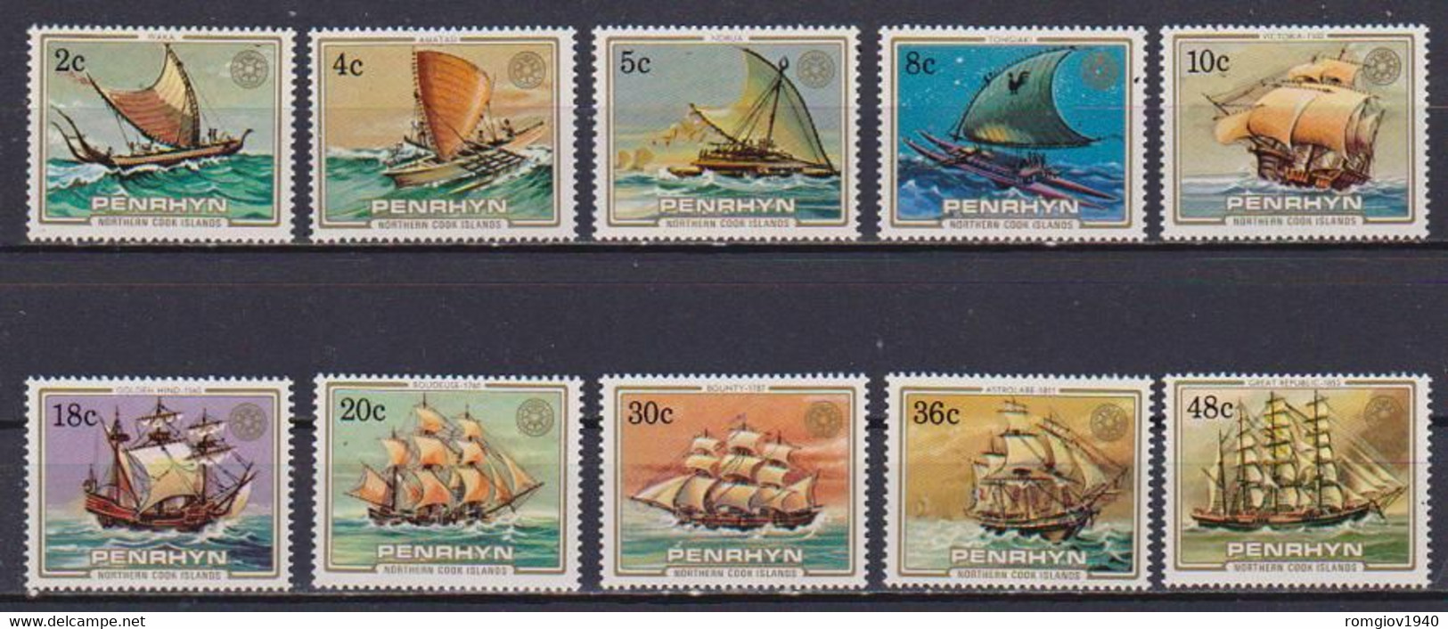 PENRHYN  1984 SERIE ORDINARIA BARCHE A VELA  YVERT. 274-238 MNH XF+++++++++++++++ - Penrhyn