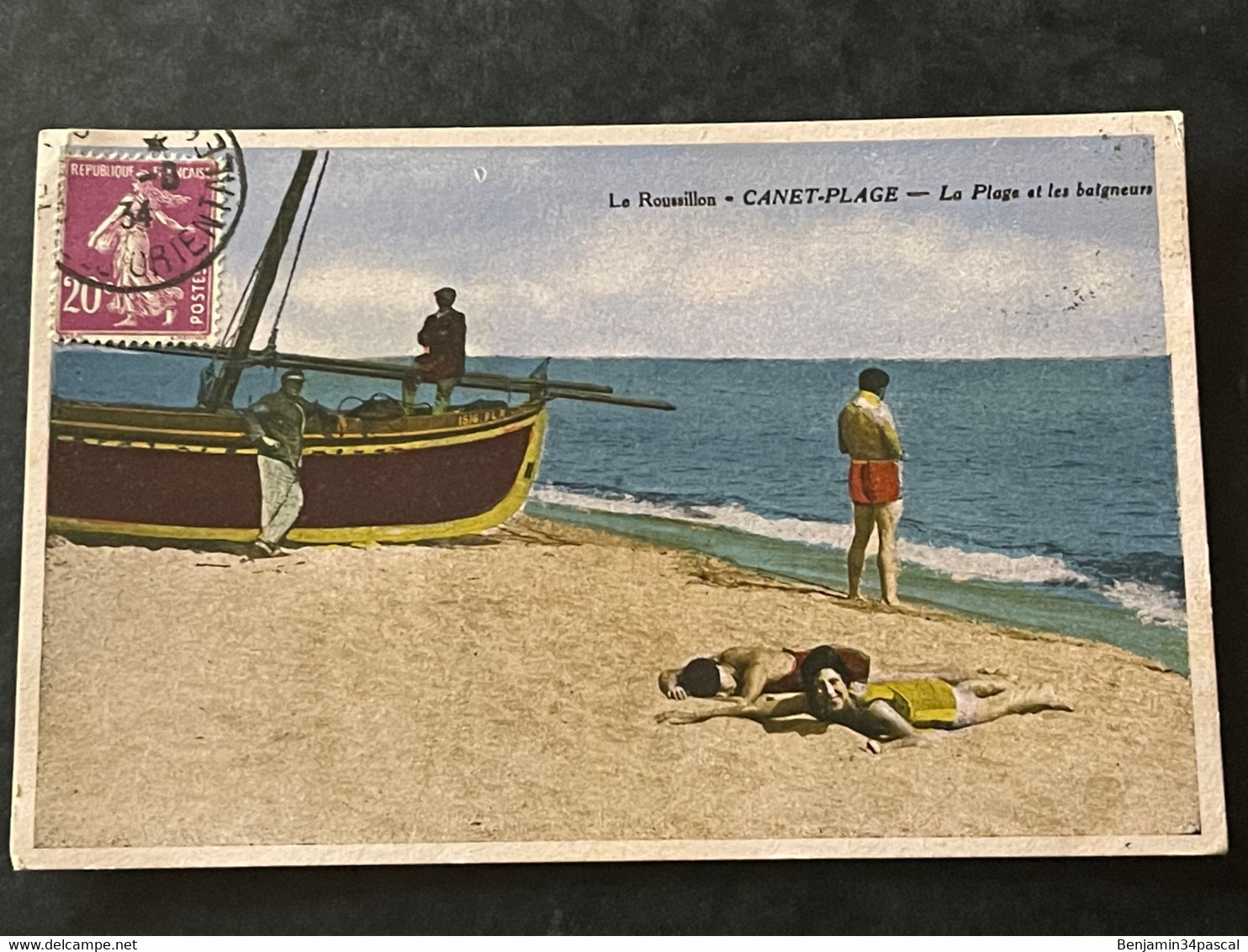 Cpa 66 Le Roussillon - Canet-Plage - La plage et les Baigneurs - cachet 1934