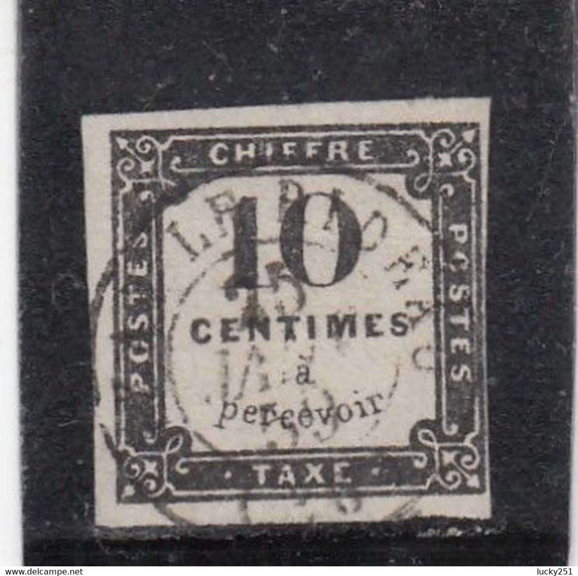 France - Taxe - Année 1859 - Oblitéré - N°YT 1 - 10c Noir - Lithographie - 1859-1959 Oblitérés