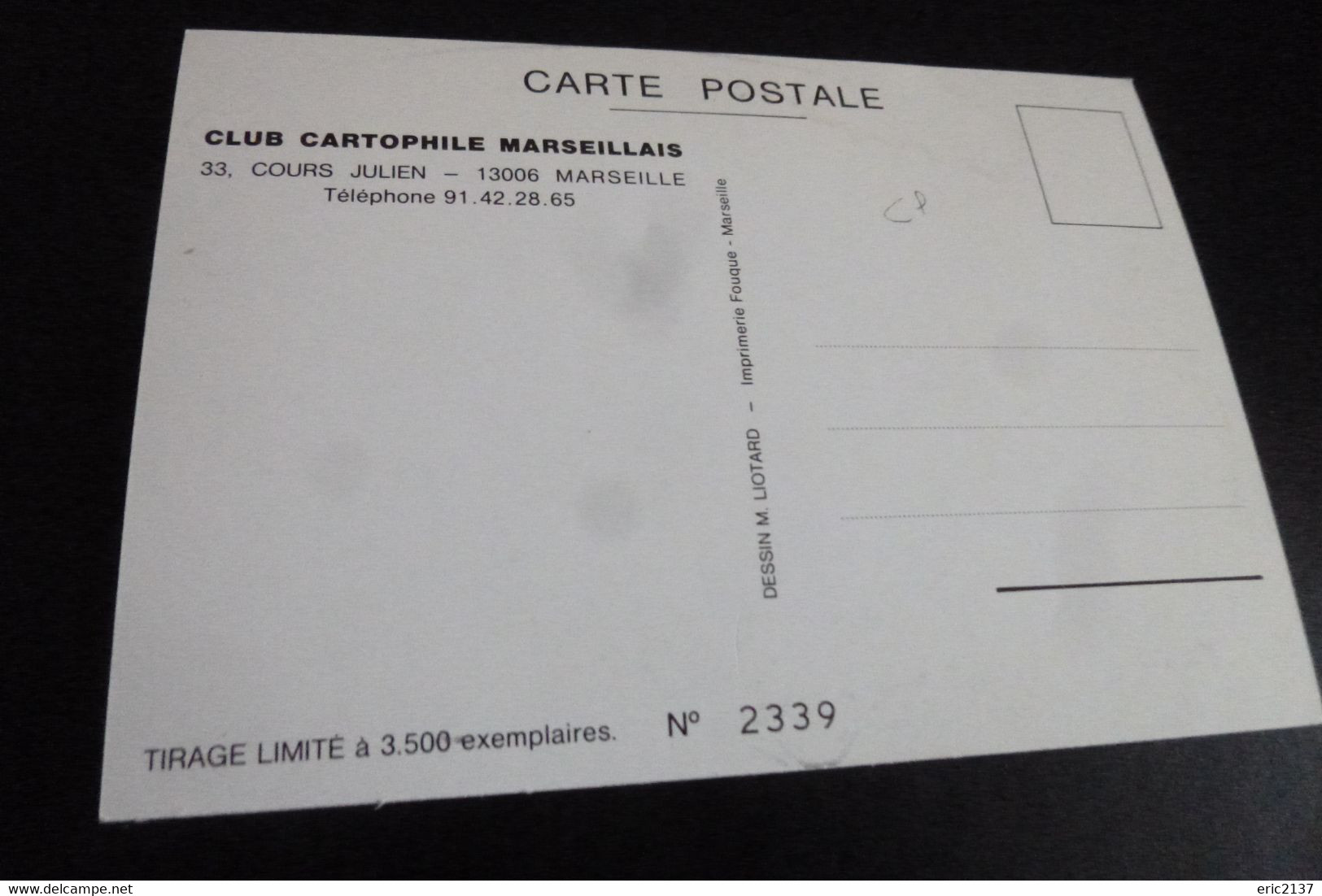 2e BOURSE DE LA CARTE POSTALE ..MARSEILLE 1986...ILLUSTRATION M.LIOTARD (2339 Ex Sur 3500) - Bourses & Salons De Collections