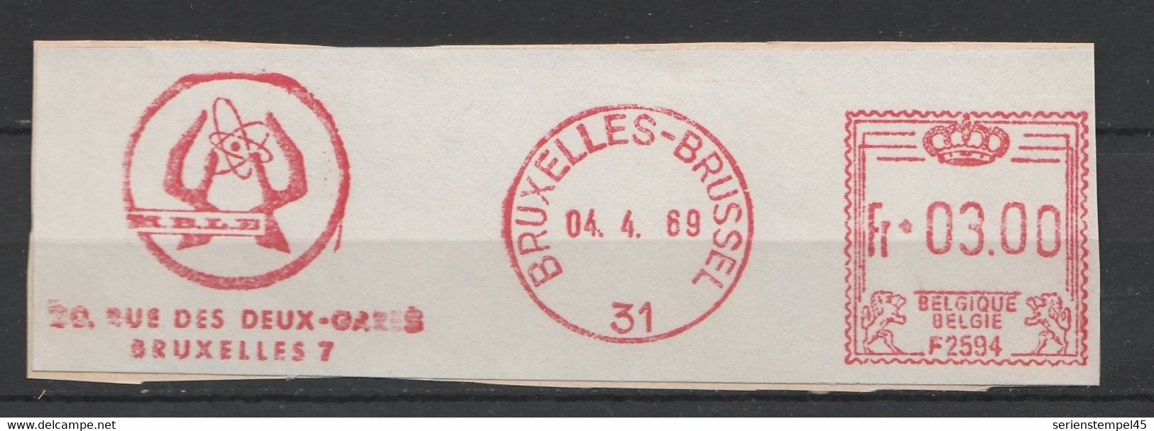 Motive > Wissenschaften > Energien > Atomenergie Briefstück Belgien Brüssel 1969 Hand Mit Atom - Atomo