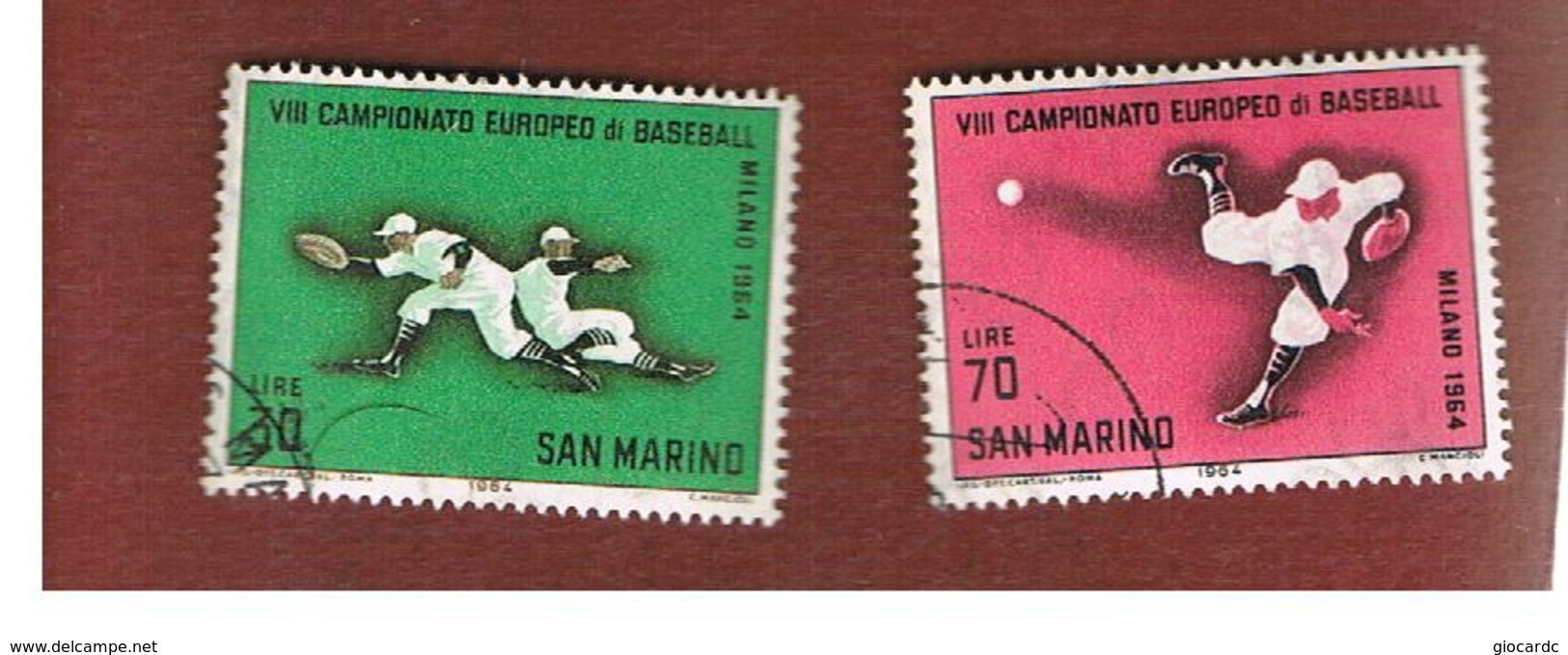 SAN MARINO - UNIF. 682.683   - 1964   EUROPEI DI BASEBALL (SERIE COMPLETA DI 2)       -  USATI (USED°) - Gebruikt