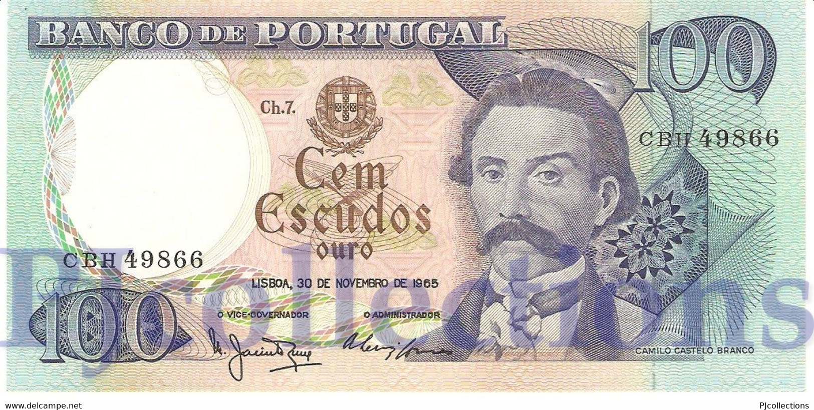 PORTUGAL 100 ESCUDOS 1965 PICK 169a AU/UNC - Portugal