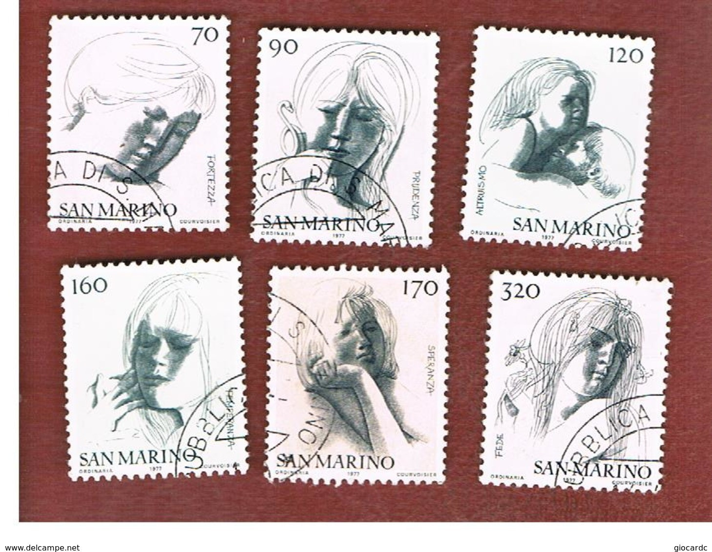 SAN MARINO - UNIF. 980.985  - 1977 VIRTU' CIVILI: ALLEGORIE DI E. GRECO  (SERIE COMPLETA DI 6)    -  USATI (USED°) - Used Stamps