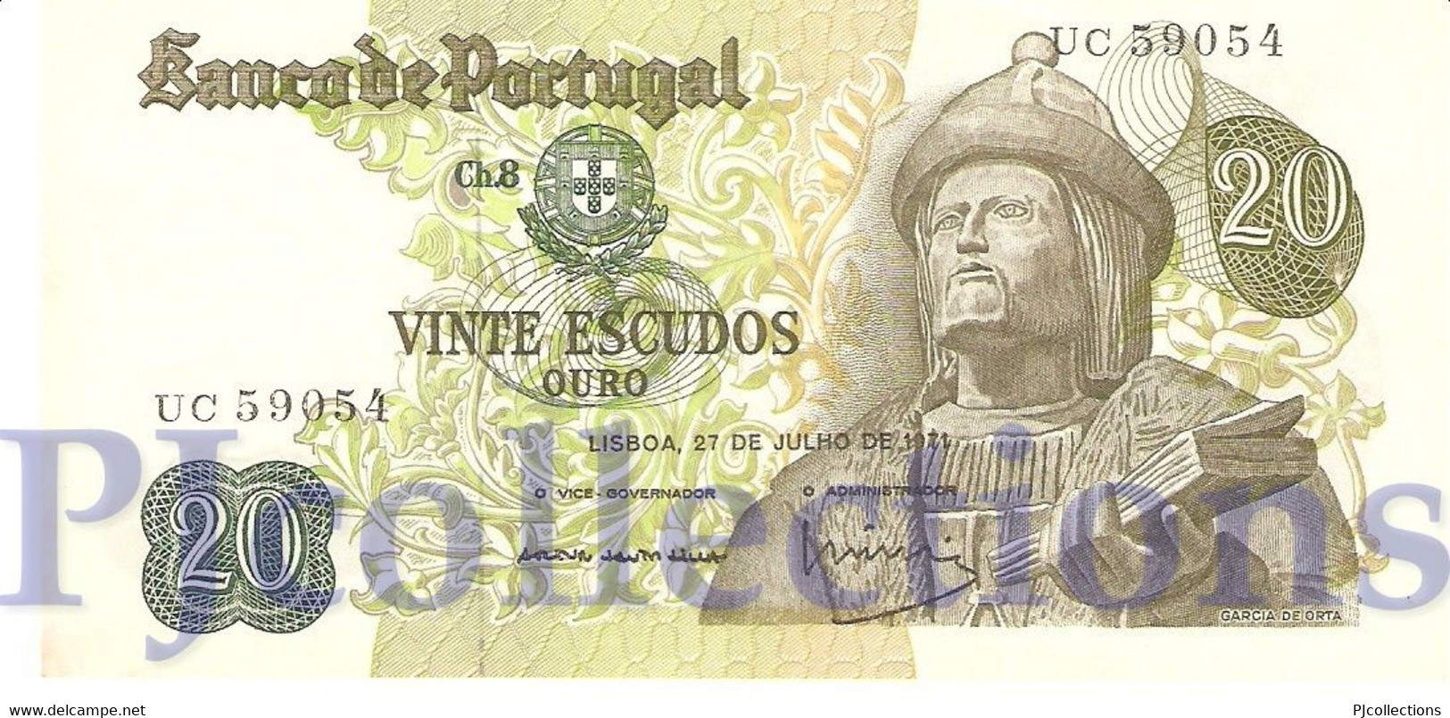 PORTUGAL 20 ESCUDOS 1971 PICK 173 AU/UNC - Portugal