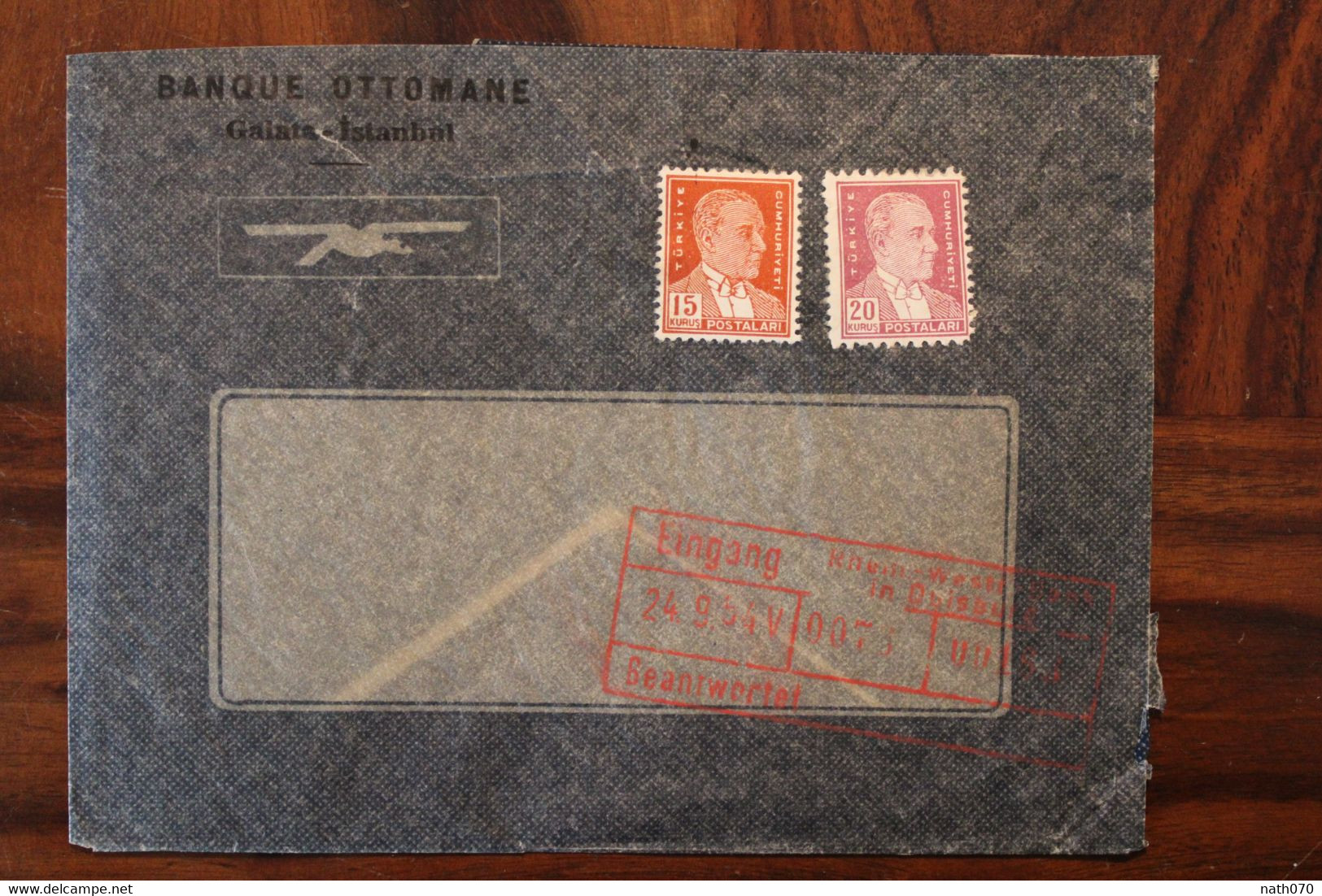 1954 Banque OttomaneTurquie Türkei Allemagne Germany Empire Ottoman Cover - Lettres & Documents