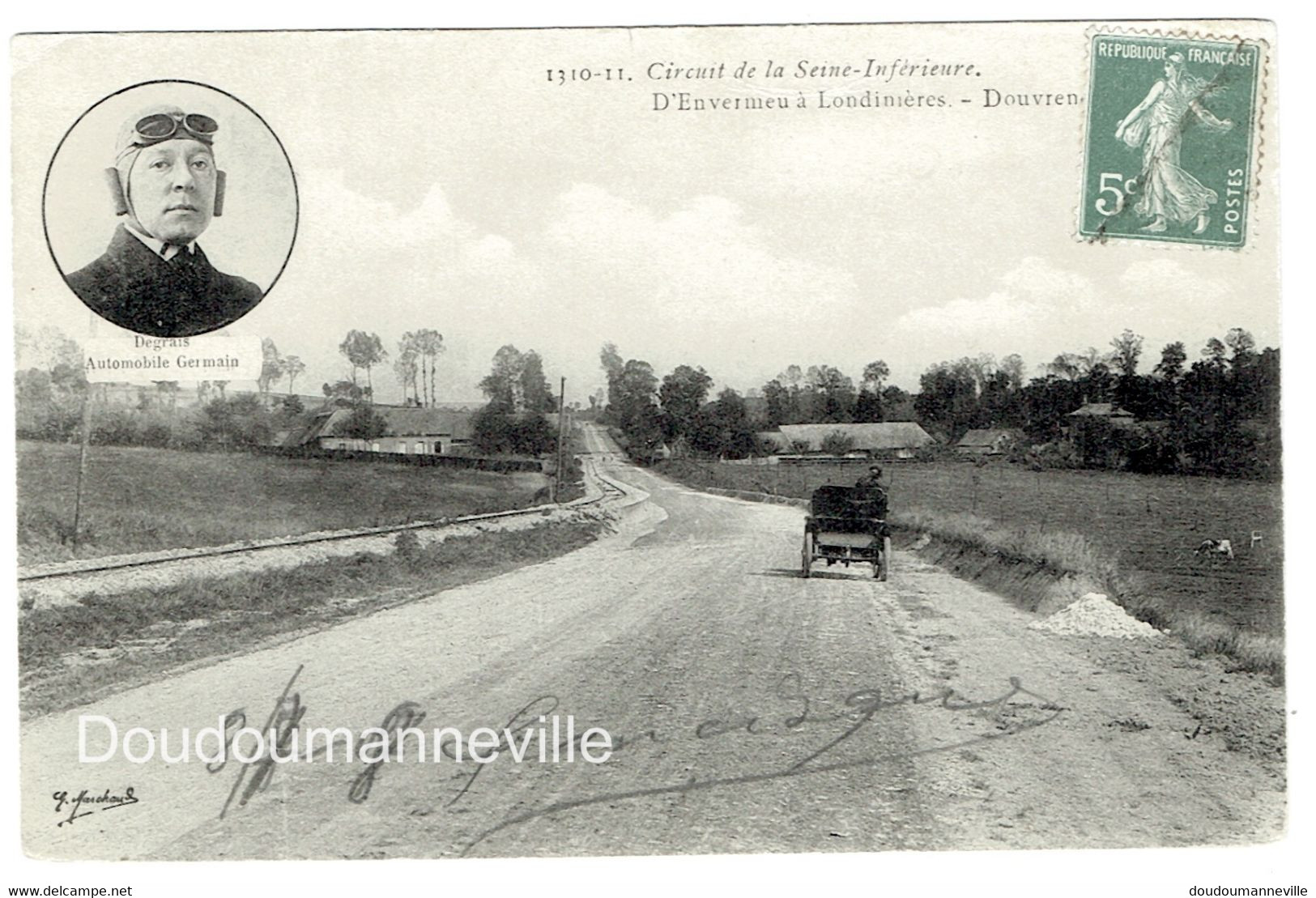 CPA - 76 - CIRCUIT DE LA SEINE INFERIEURE - Degrais Sur Automobile Germain - Douvrend ***Editeur : G. Marchand*** - Envermeu