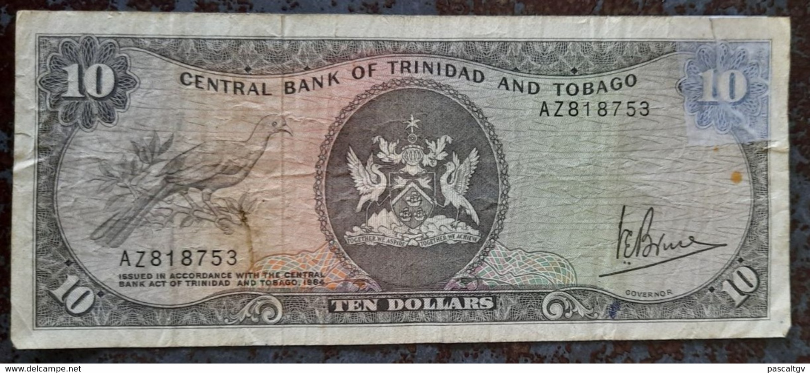 Billet - Trinidad And Tobago - 10 Dollars - 1964 - KM:28c - Coin Abimé Scotché - N° AZ818753 - - Trinidad & Tobago