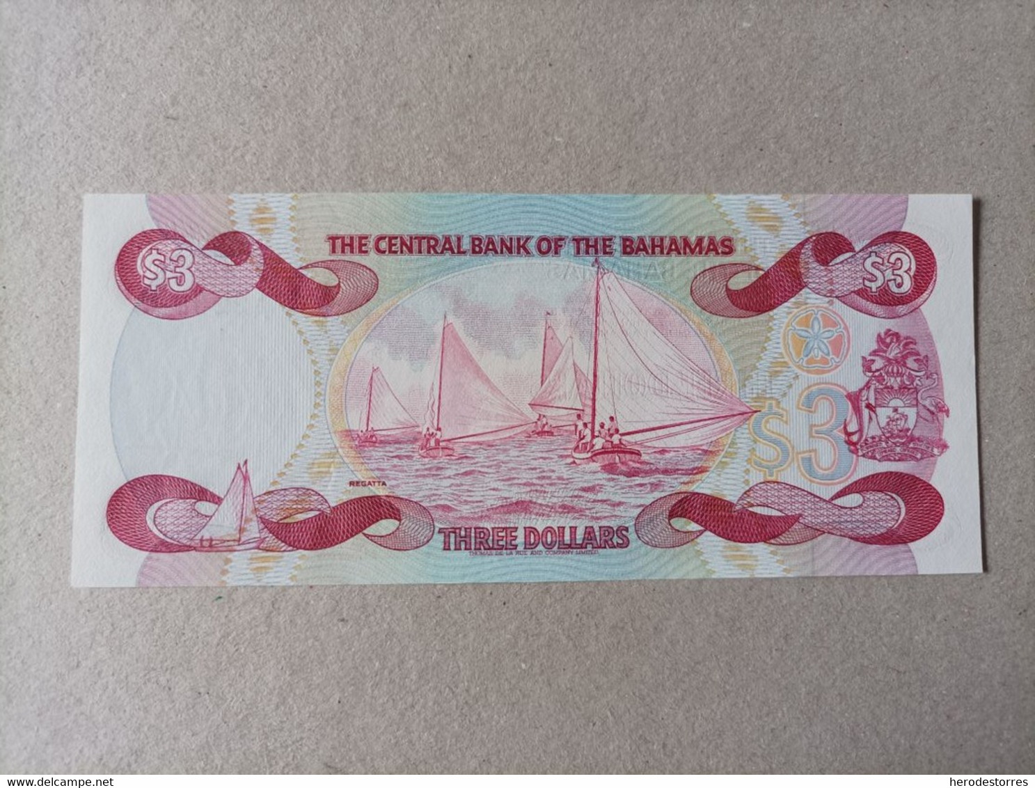 Billete De Bahamas De 3 Dólares, Serie A, UNC - Bahamas