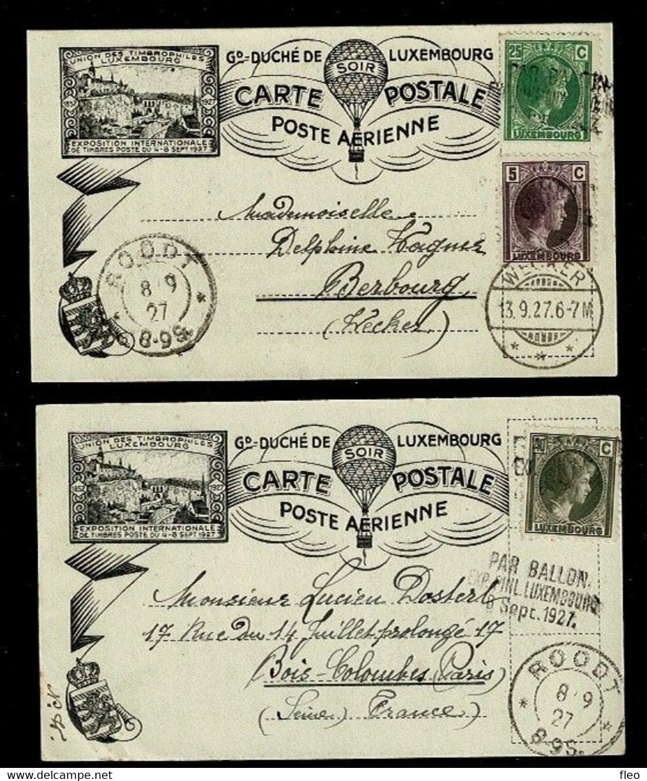 LUXEMBOURG - Cartes (2) De L 'Exposition Internationale De Timbres Poste En 1927 Pour Rooddt - - Cartas & Documentos