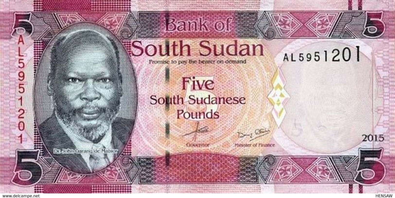 SOUTH SUDAN DEL SUR 5 POUNDS 2015 P 11 UNC SC NUEVO - Sudán Del Sur