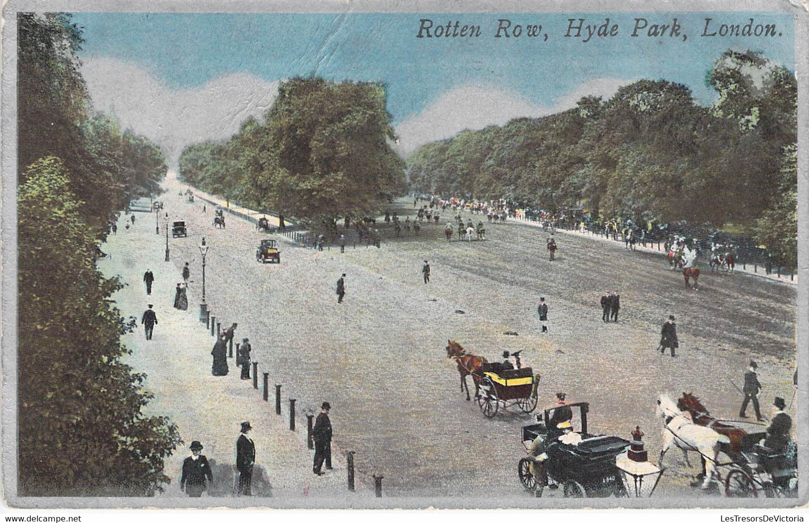 CPA Royaume Uni - Angleterre - London - Hyde Park - Rotten Row - Colorisée - Brillante - Animée - Calèche - Chevaux - Hyde Park