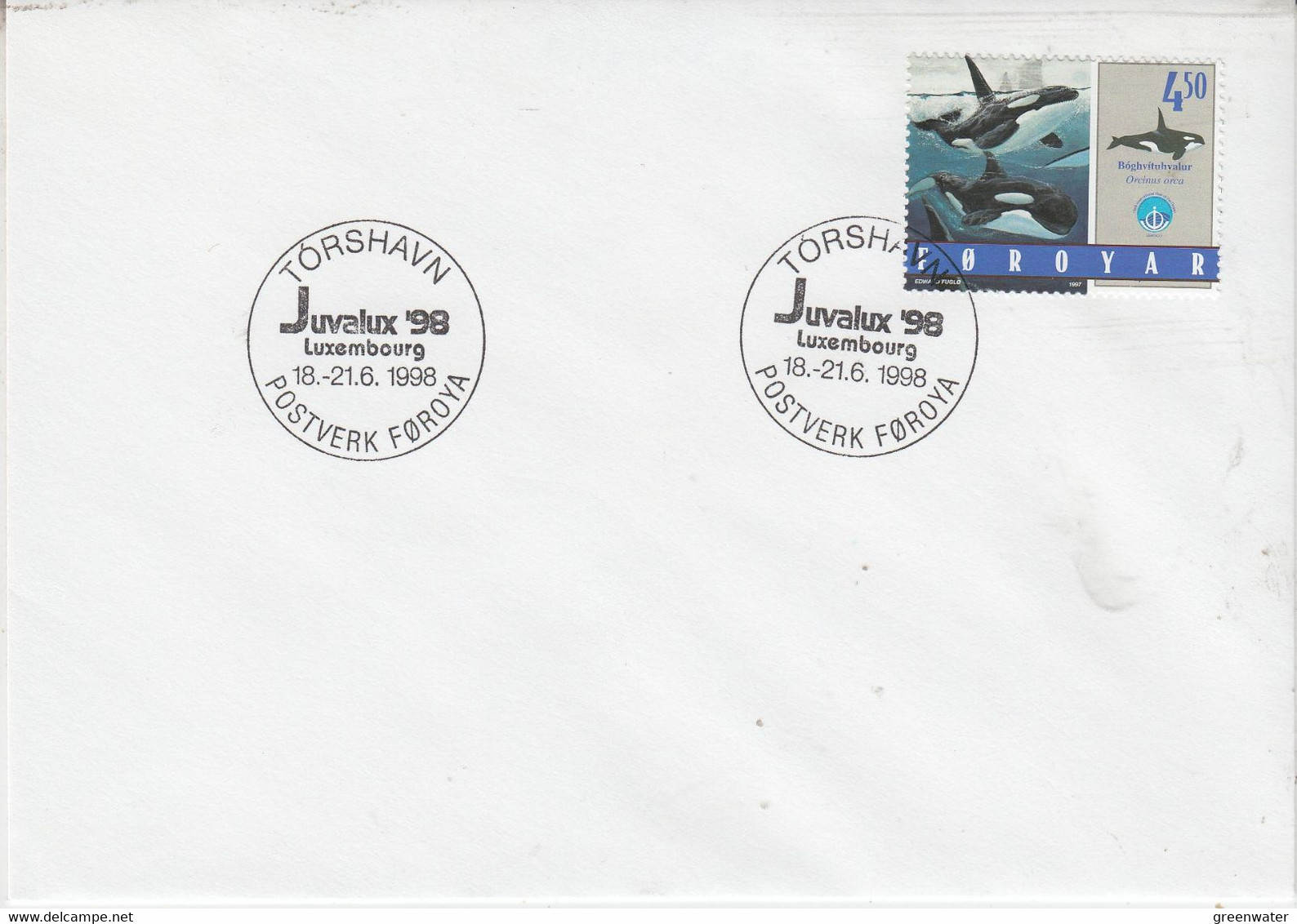 Faroes Orca 1v Cover Ca Juvalux 1998 (XA160C) - Fauna Antártica