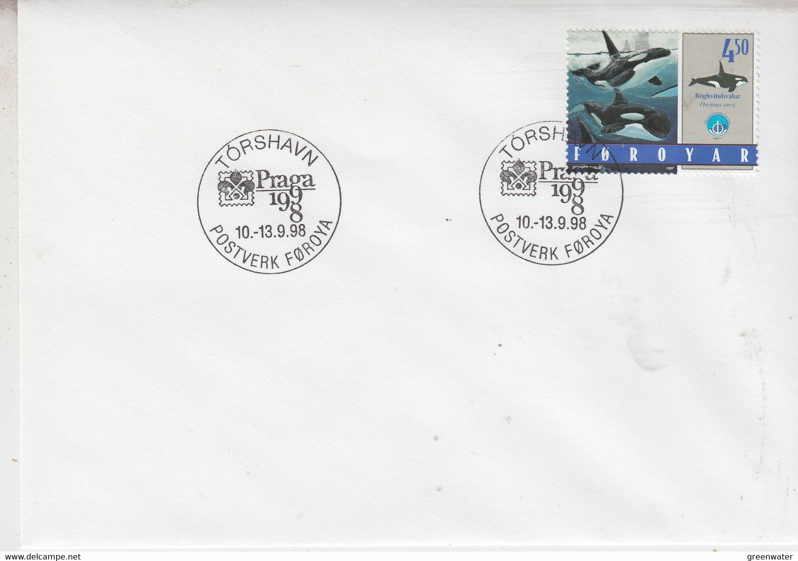 Faroes Orca 1v Cover Ca Praga 1998 (XA160D) - Antarctische Fauna