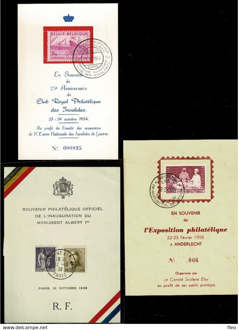 BELG.1938/54/58 Souvenir Philatélique Officiel De L'Inauguration Du MONUMENT ALBERT I & Philatélique Cards - ....-1951