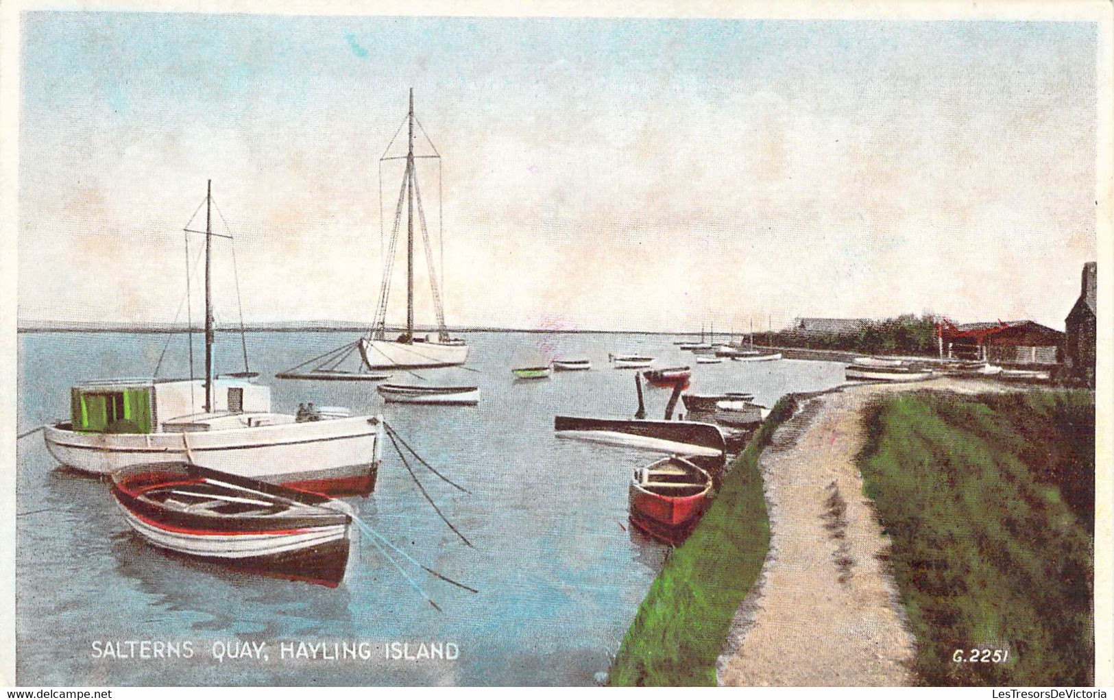 CPA Royaume Uni - Angleterre - Hampshire - Satlerns Quay - Hayling Island - Valentine's Carbotone - Colorisée - Barque - Other & Unclassified