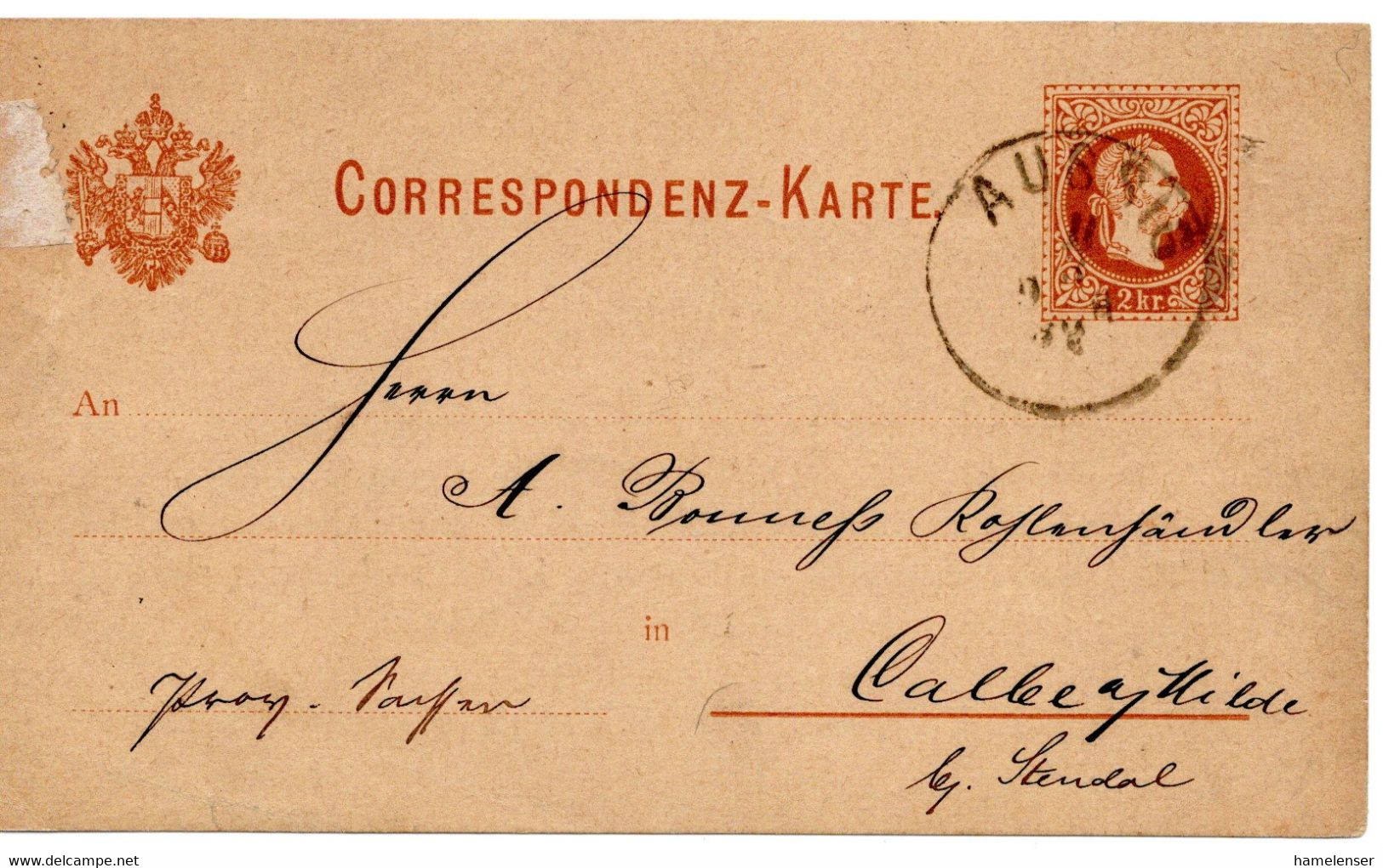 62489 - Oesterreich - 1882 - 2Kr Franz-Josef GAKte AUSSIG -> Deutschland - Lettres & Documents