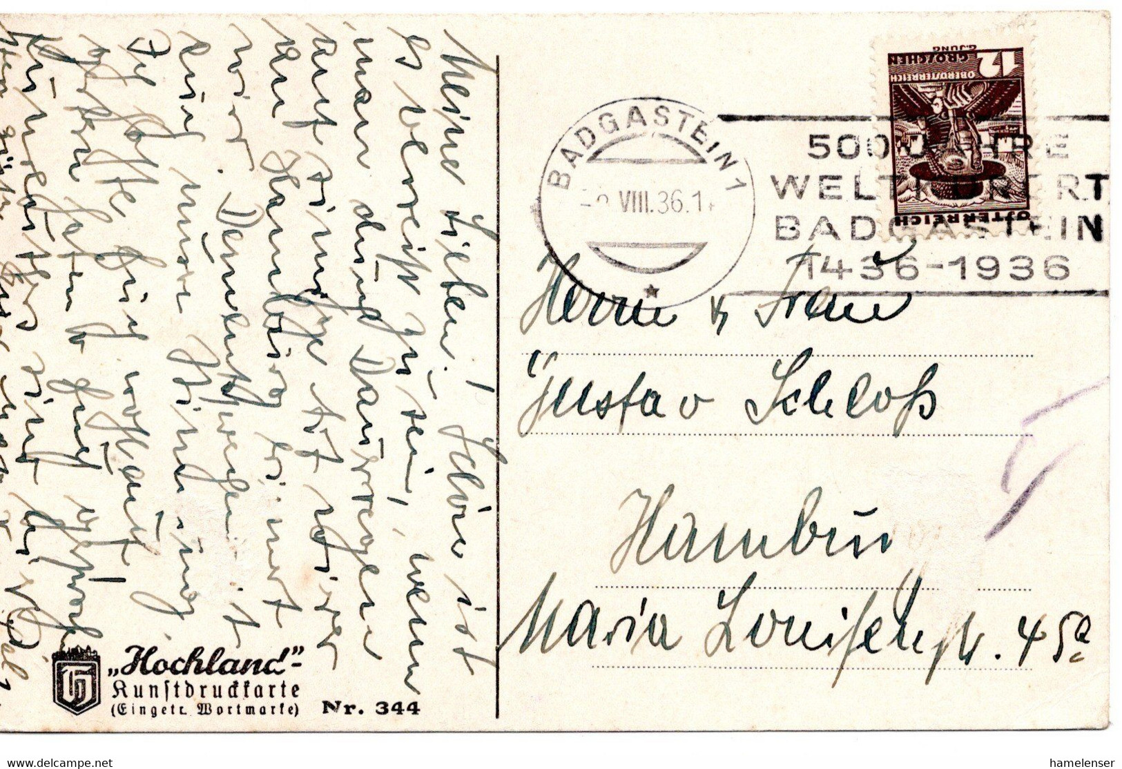 62493 - Oesterreich - 1936 - 12g Trachten EF A AnsKte BADGASTEIN - ... -> Deutschland - Storia Postale