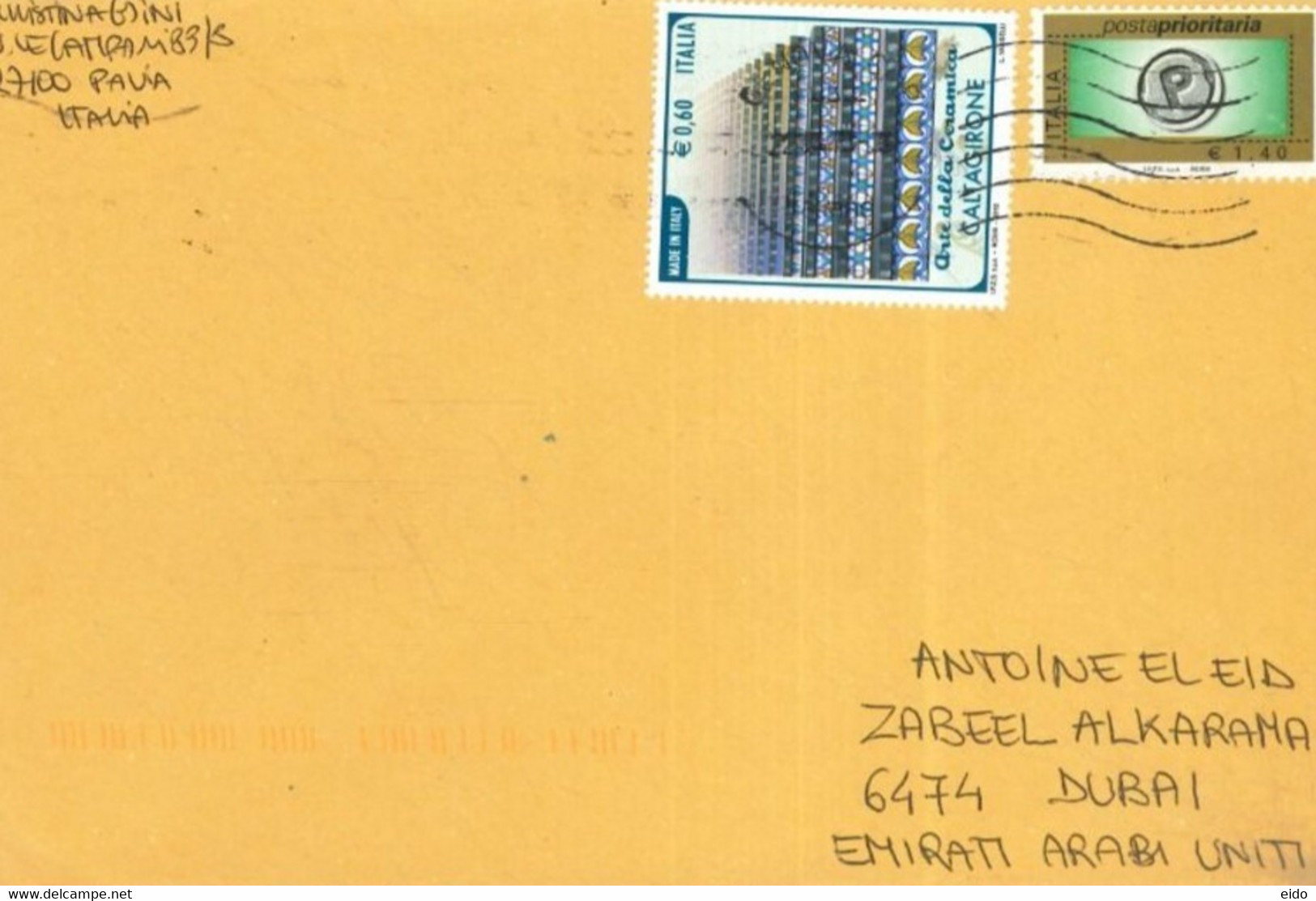 ITALY  - 2015 -  STAMPS  COVER TO  DUBAI. - Lotti E Collezioni