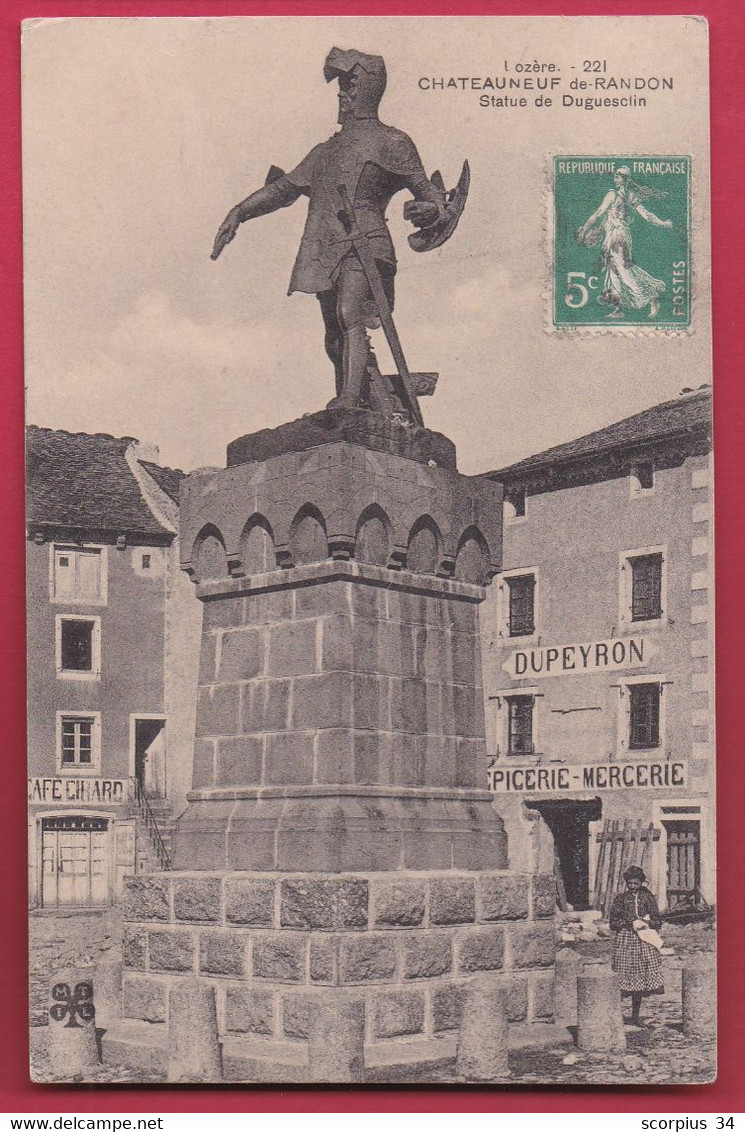CPA 1912 Statue De Duguesclin - Châteauneuf-de-Randon - LOZERE (48V1) - Chateauneuf De Randon