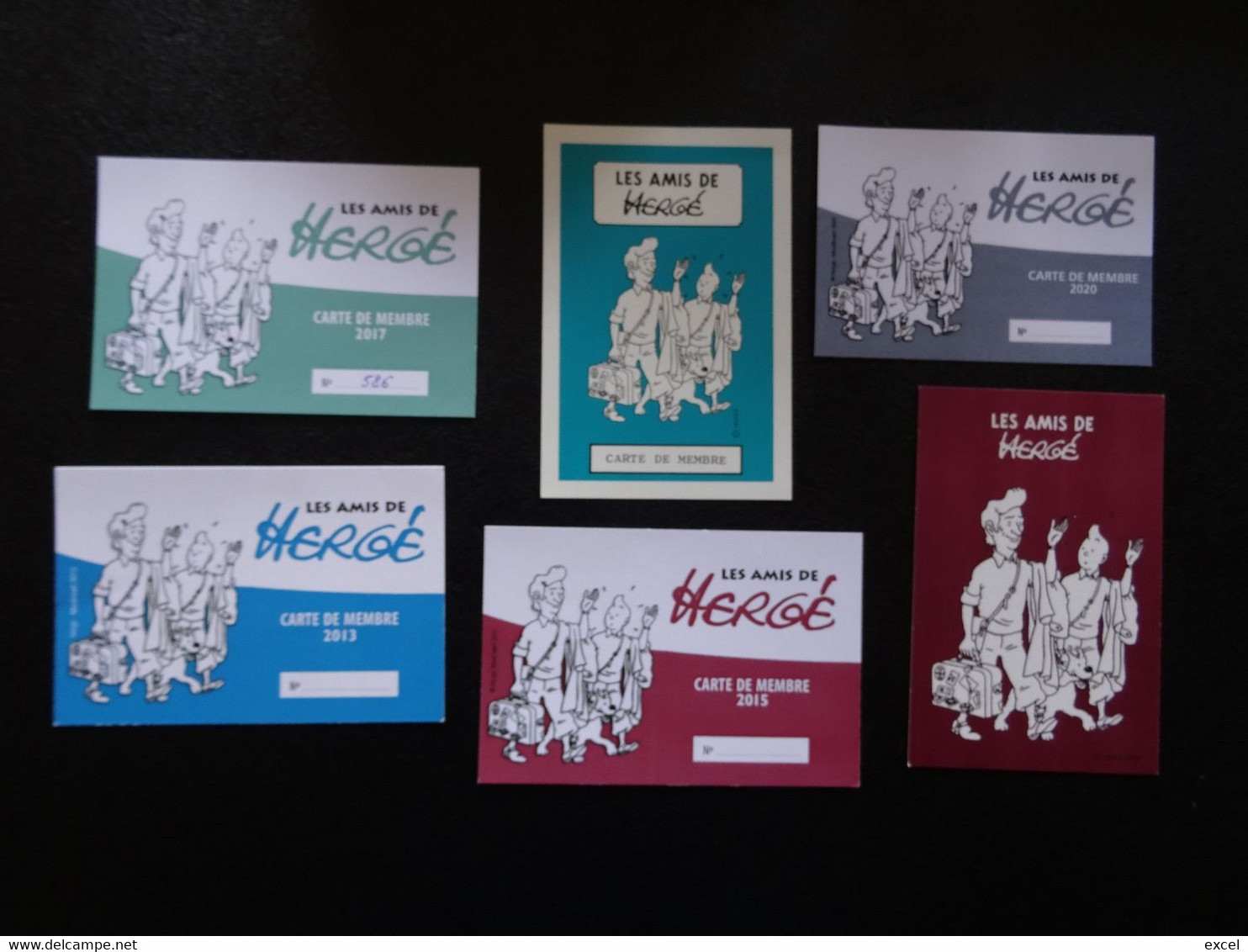 Tintin - 6 Cartes De Membre Des Amis D'Hergé - Adesivi