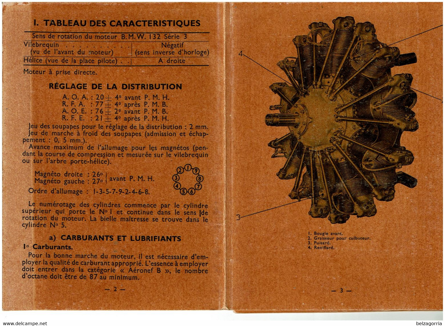 MANUEL MOTEURS AVIATION B.M.W. 132 Z 3  - NOTICE TECHNIQUE ENTRETIEN ET LA CONDUITE DE MOTEUR -TRES RARE - VOIR SCANS - Handbücher