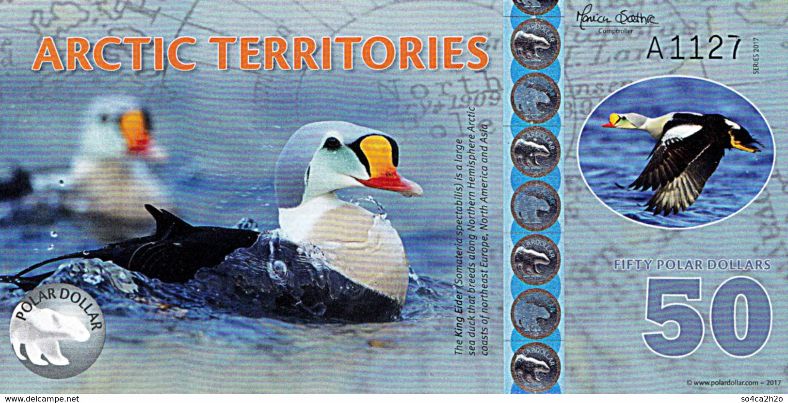 Territories Arctic 50 Polar Dollar 2017 UNC Polymer SECIMEN - Fictifs & Spécimens