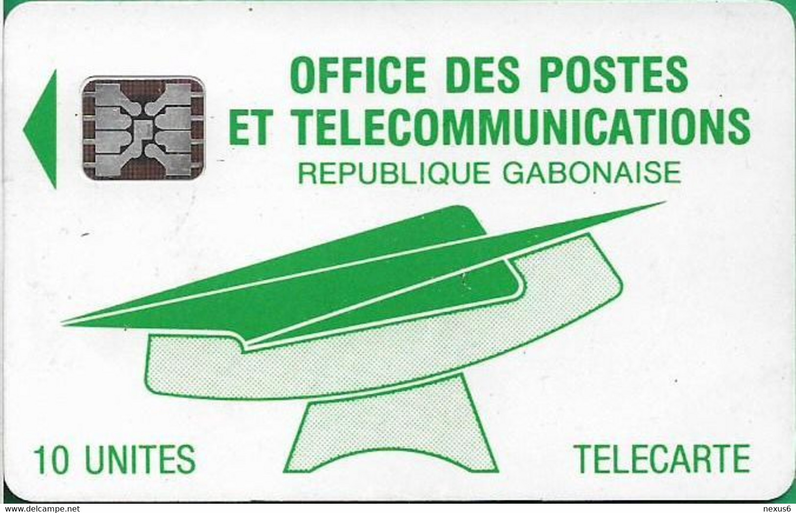 Gabon - OPT (Chip) - Logo (Green) - SC5 SB Afnor, Cn. C2A040628, 10Units, Used - Gabun