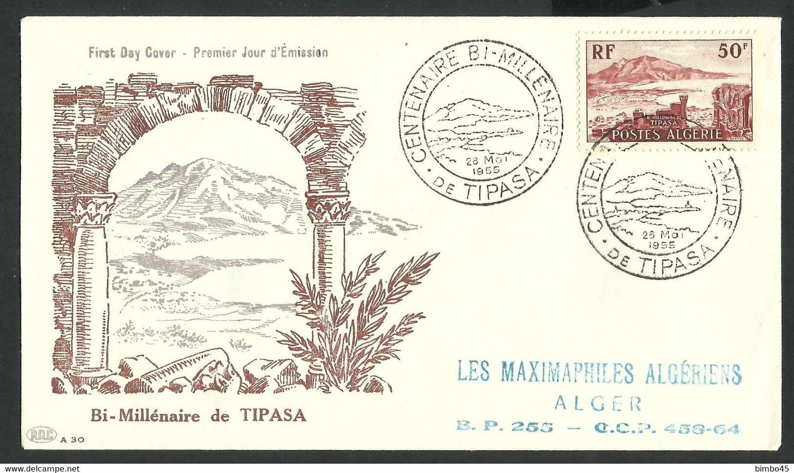 Algeria  /  ALGÉRIE - Enveloppe FDC En 1955 -  " Bi Millénaire De Tipasa " - FDC