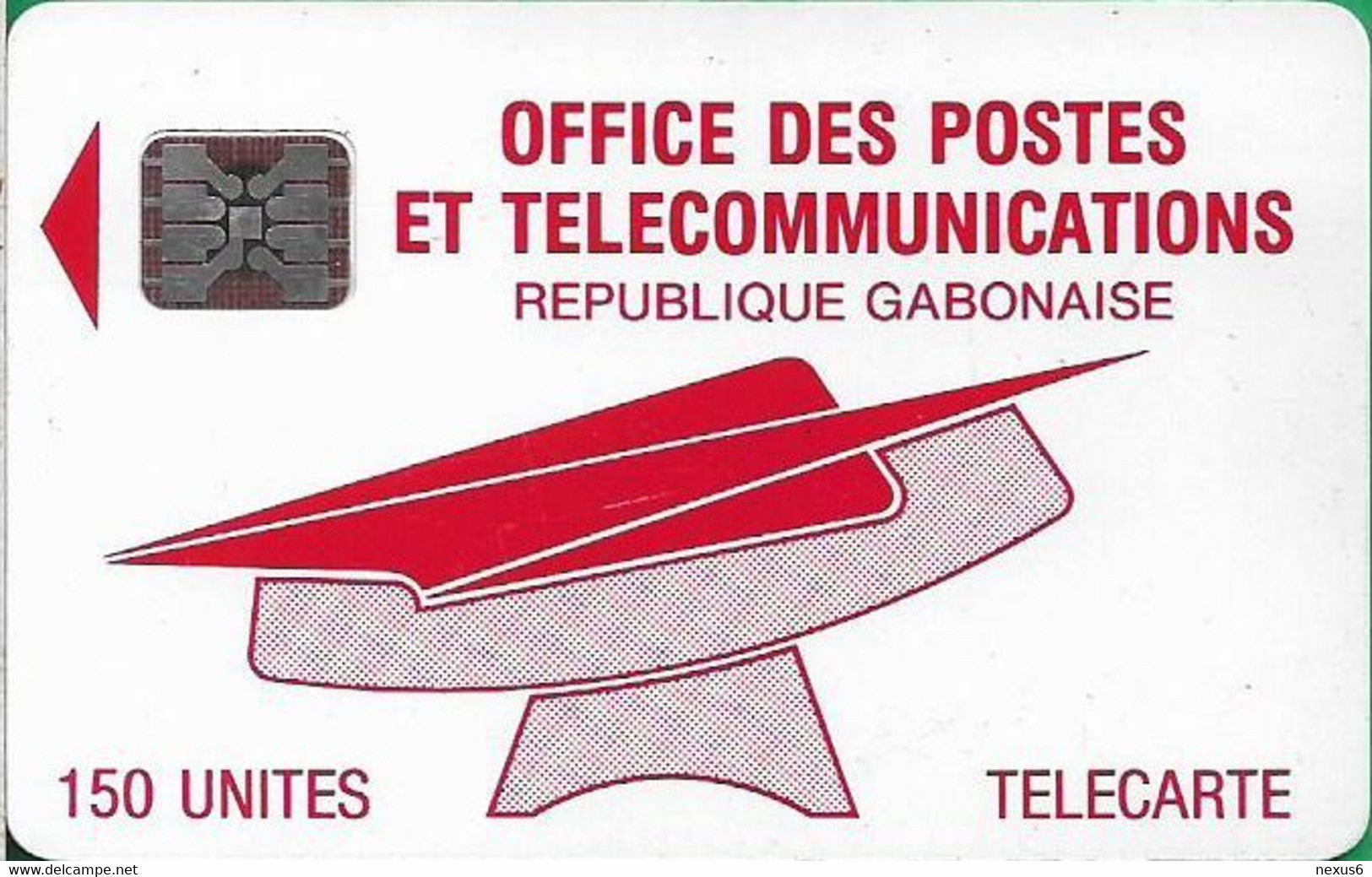 Gabon - OPT (Chip) - Logo (Red) - SC5 SB Afnor, Cn. C2A040630, 150Units, Used - Gabun