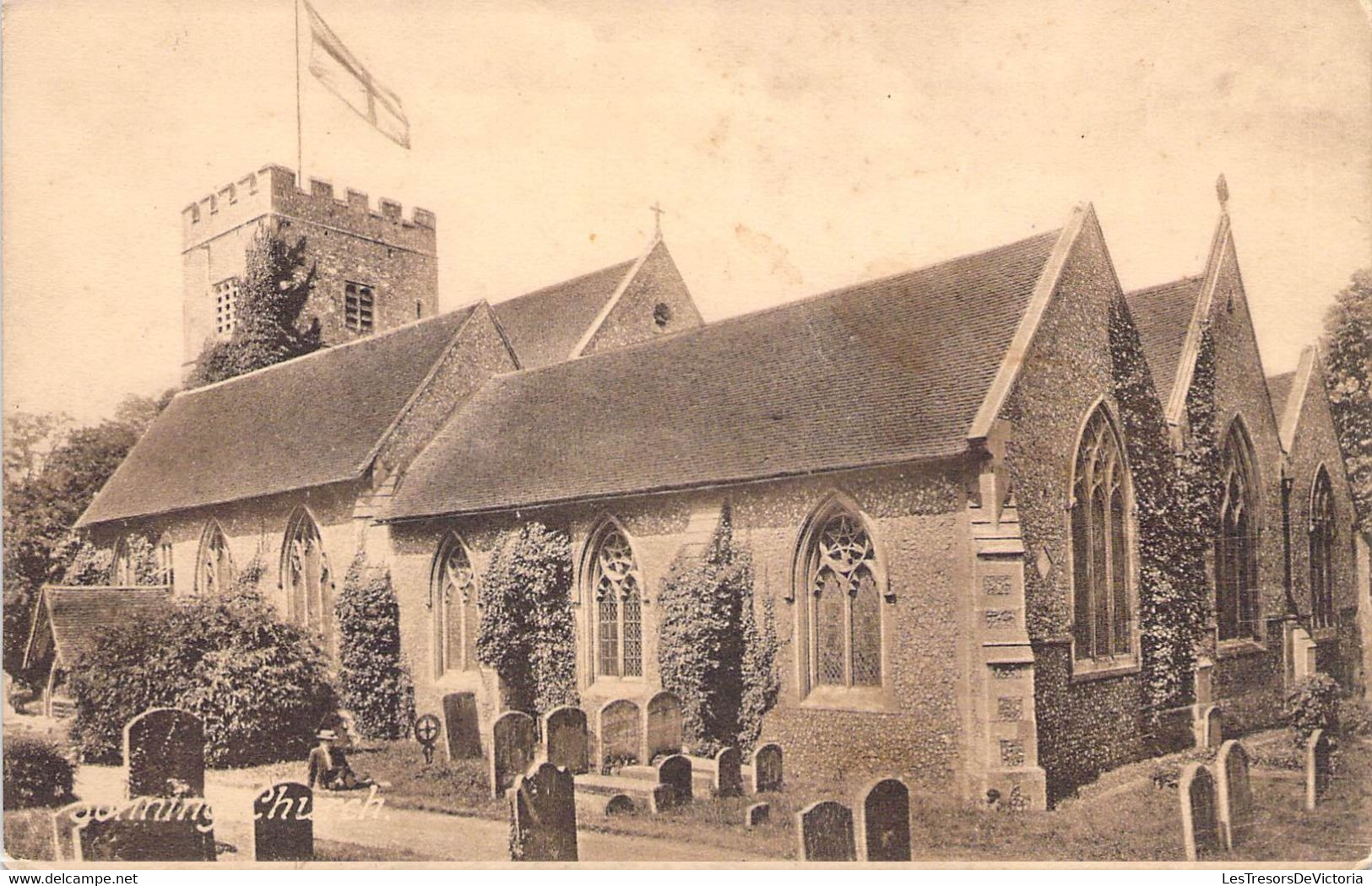 CPA Royaume Uni - Angleterre - Berkshire - Sonning Church - F. Frith & Co. Ltd. - Eglise - Cimetière - Drapeau - Sonstige & Ohne Zuordnung