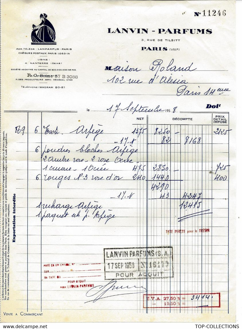 1953 L’HISTOIRE DE CE LOGO Crée Par Paul Iribe LANVIN PARFUMS PARFUM PARIS Pour Roland Paris B.E.V.SCANS - 1950 - ...