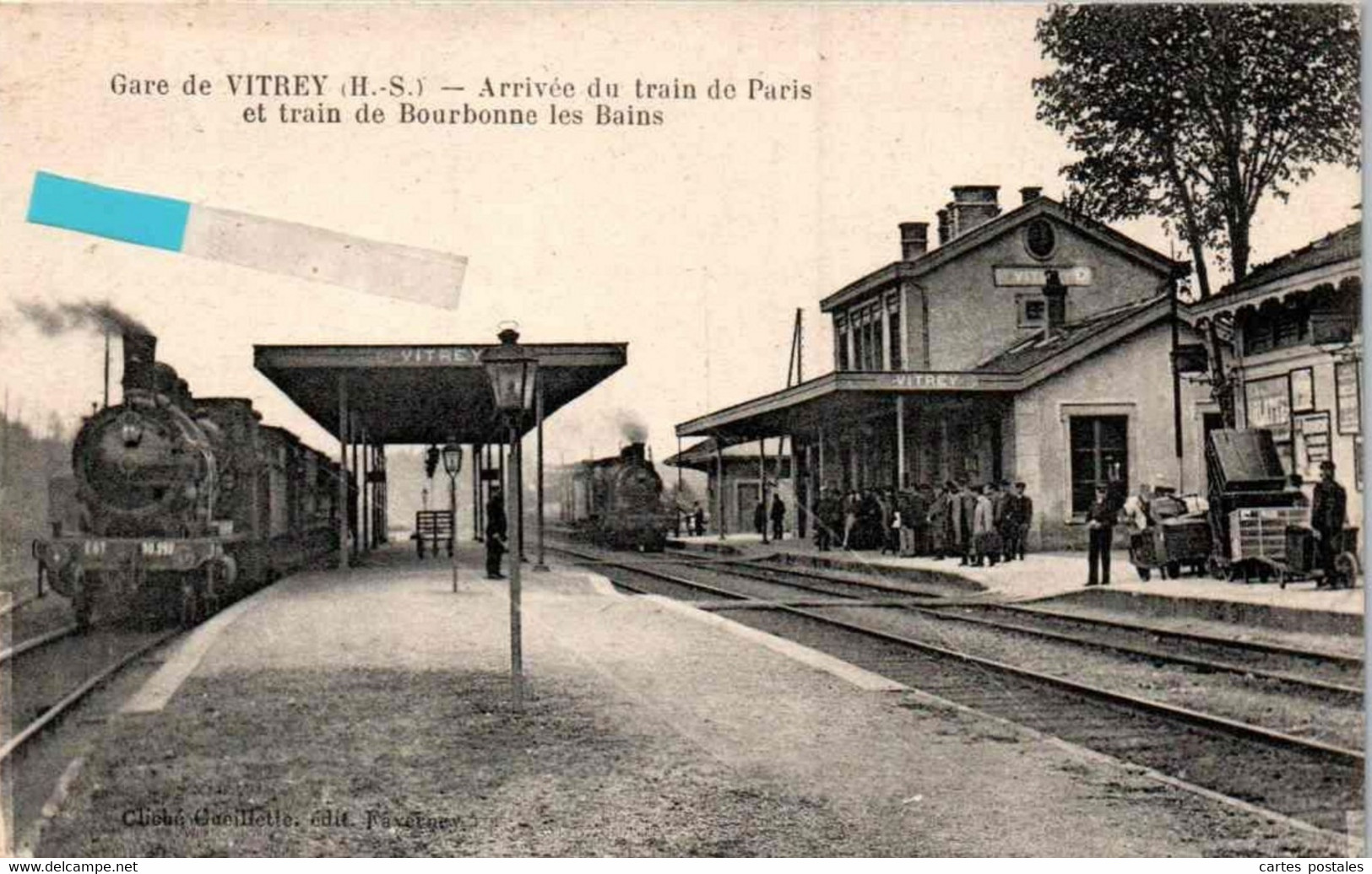 * Gare De VITREY Arrivée Du Train De Paris Et  Train De Bourbonne Les Bains - Vitrey-sur-Mance