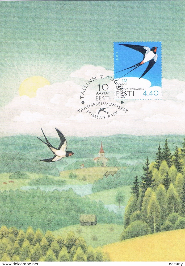 Estonie - 10e Anniversaire De L'Indépendance : Hirondelle CM 388 (année 2001) - Hirondelles