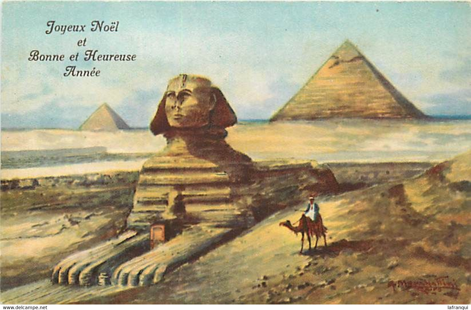 Pays Div -ref BB06- Egypte - Egypt -the Excavated Sphinx -edit Lehnert And Landrock -dessin Illustrateur -joyeux Noel - - Sphinx