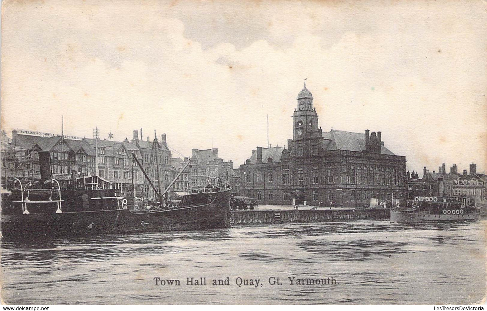 CPA Royaume Uni - Angleterre - Norfolk - Great Yarmouth - Town Hall And Quay - Pelham Series - Horloge - Bateau - Great Yarmouth