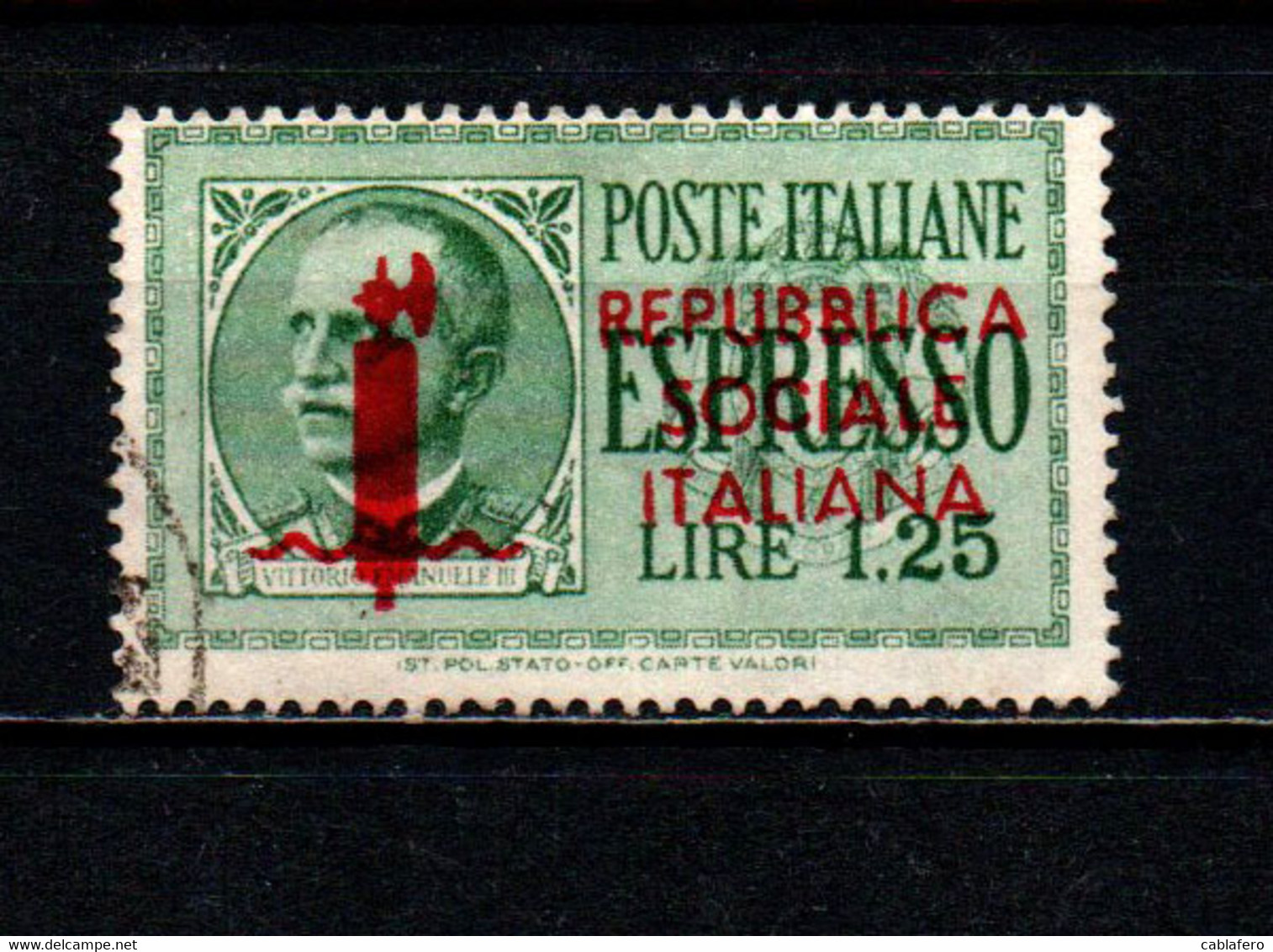 ITALIA RSI - 1944 - EFFIGIE DEL RE VITTORIO EMANULE III - USATO - Exprespost