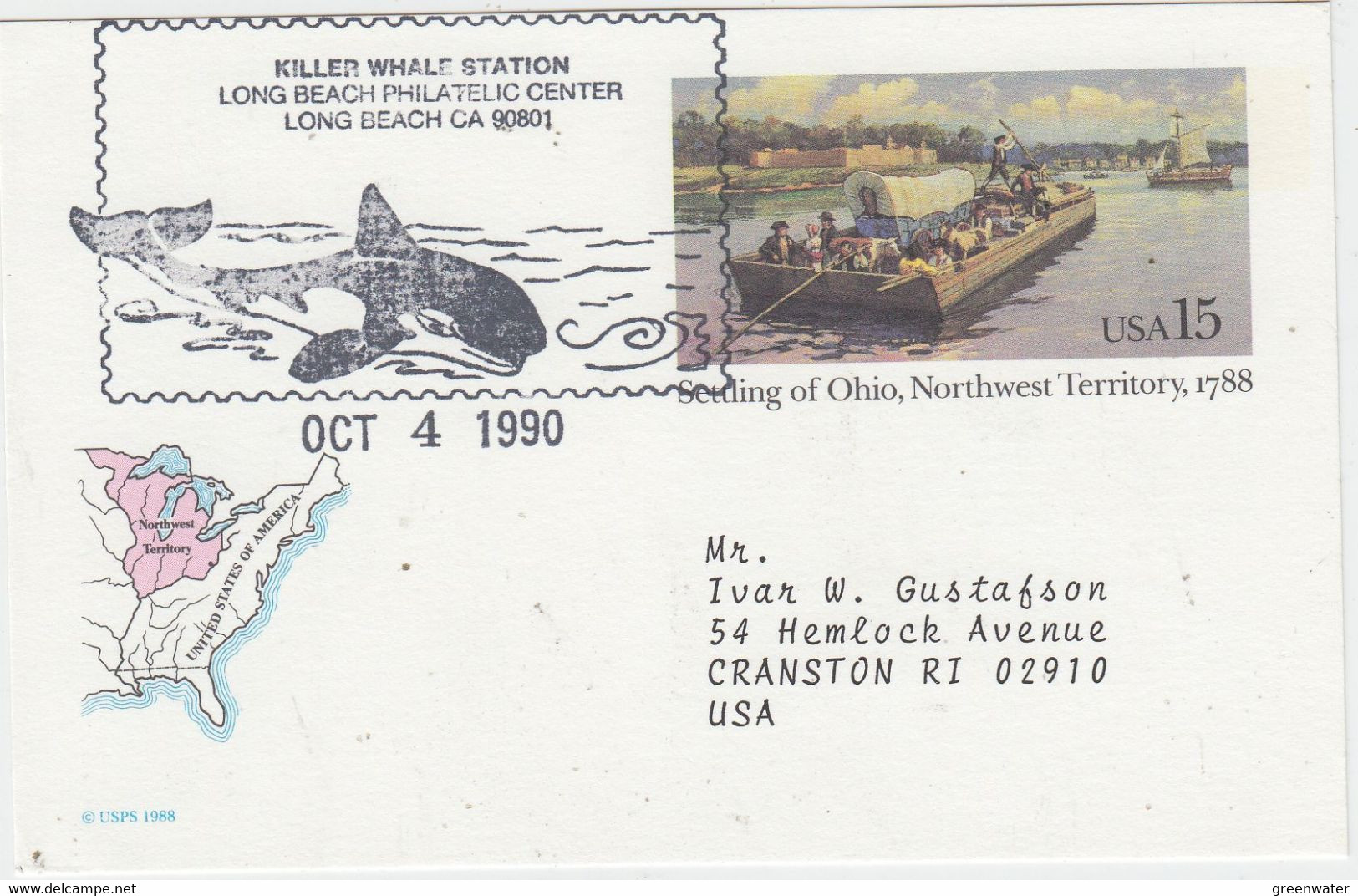 USA Postal Stationery Ca With Whale Ca Killer Whale Station Long Beach Ca OCT 4 1990 (XA162D) - Fauna Antártica